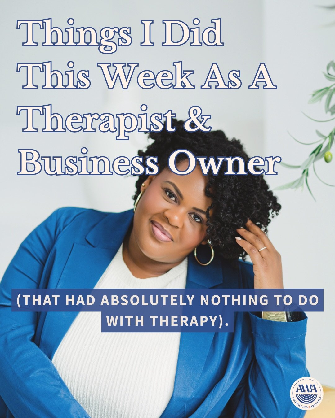 Stepping fully into my Admin/Founder role this week which means trusting my incredible clinical team to do what they do best: hold a safe, messy, beautiful space for your healing. While I am working on the vision for AWA Counseling Services, our ther