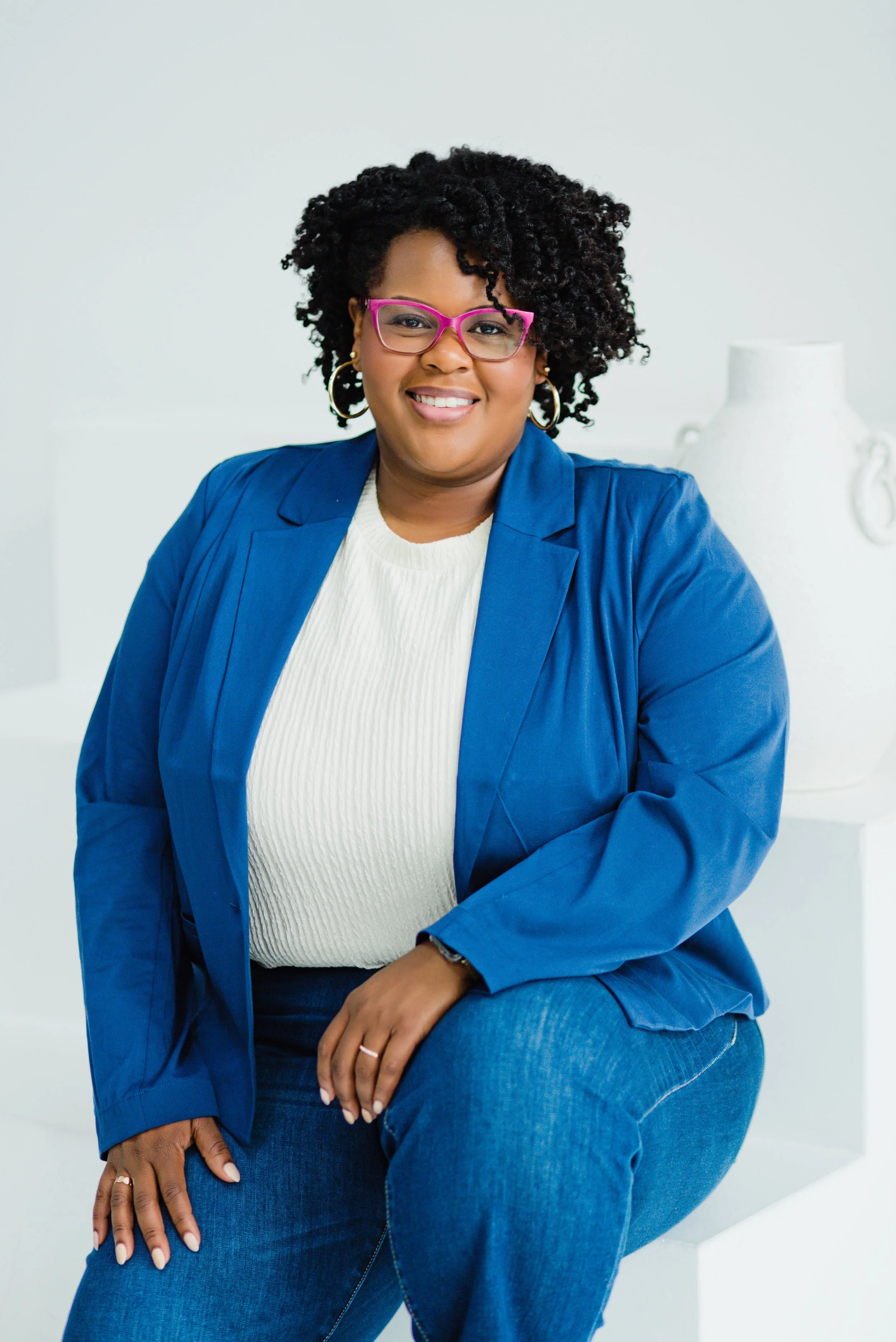 Close-up portrait of Adara Anderson, LPC, Black female therapist and founder of AWA Counseling