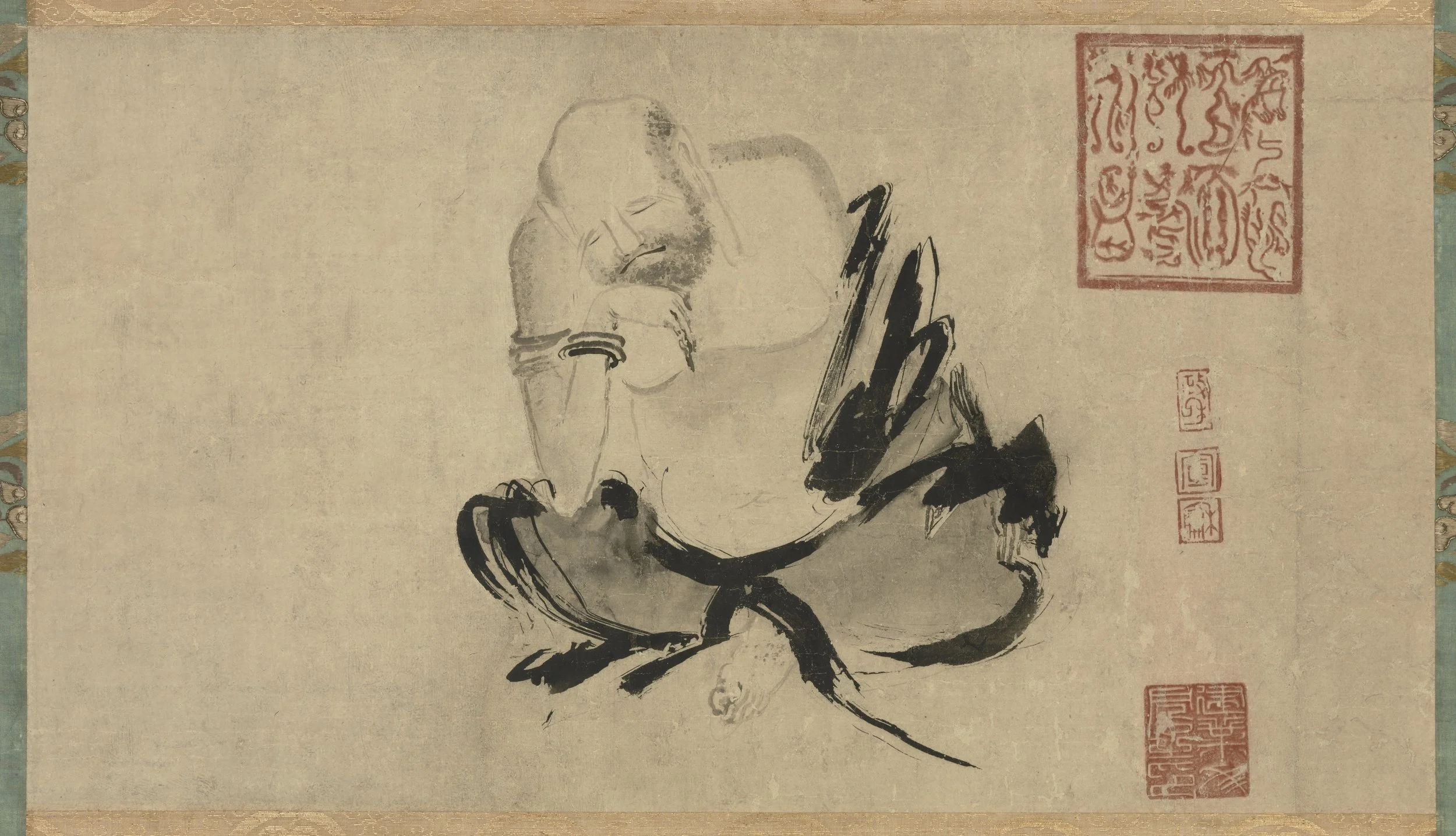 Zen monk Huike (慧可) thinking. By painter Shi Ke (Chinese: 石恪), from Five Dynasties and Ten Kingdoms Period to Northern Song (about 10th century)