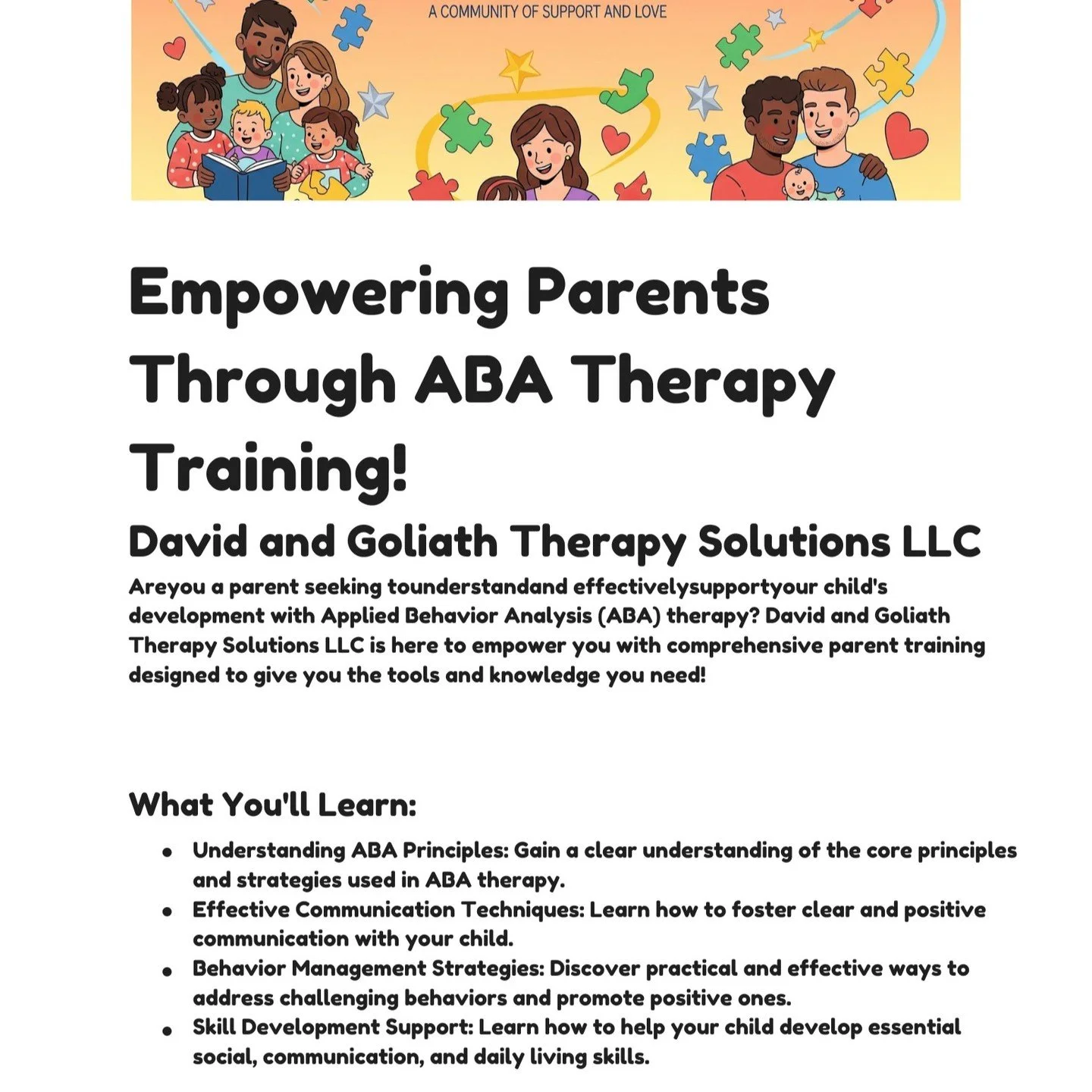 davidandgoliaththerapysolutions.com

Manage Meltdowns: Learn step-by-step guidance for emotional regulation.
✅ Set Healthy Boundaries: Create consistent, loving limits and routines.
✅ Communicate Effectively: Strengthen your relationship through acti