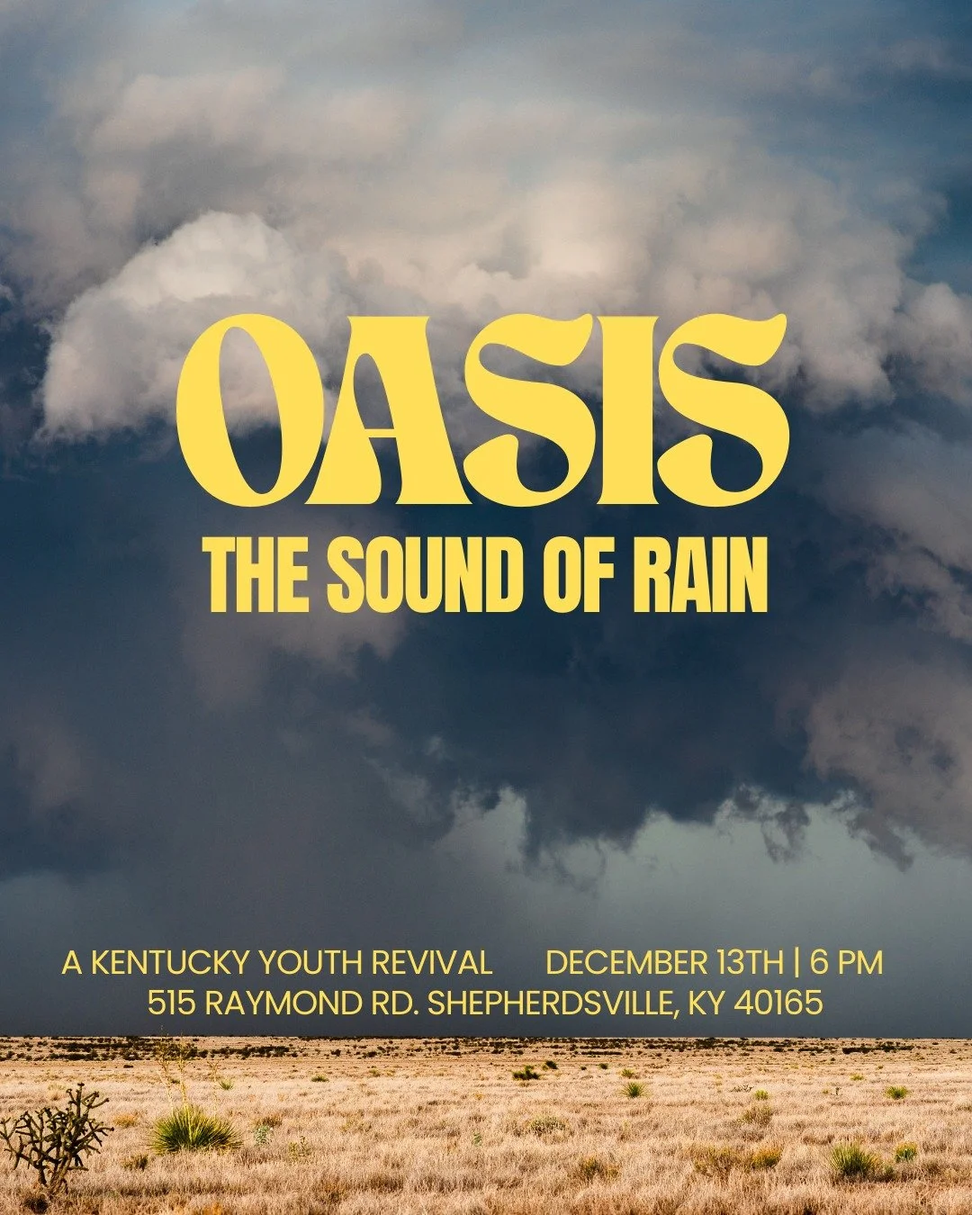 Do you hear the sound of rain?

We are believing for a generation to be awakened and to be sent out. God is unleashing the rain of salvation, healing, and breakthrough on this generation. Come be a part of it on December 13th @ 6 PM. Invite your yout