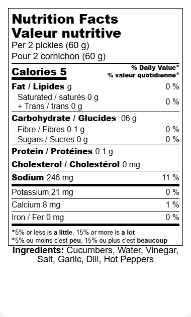 NEWEST Pickle me Spicy Nutirtional Fact Label.png