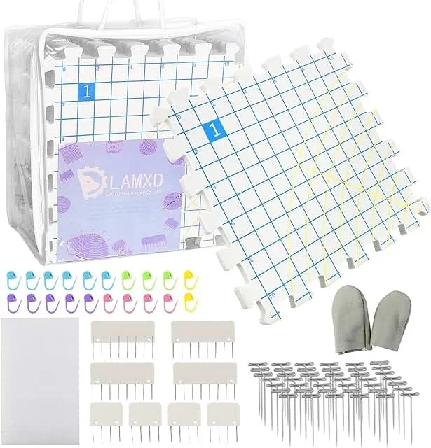 Nursing grid wall with various hooks, clips, a container, and metallic nails for assembling