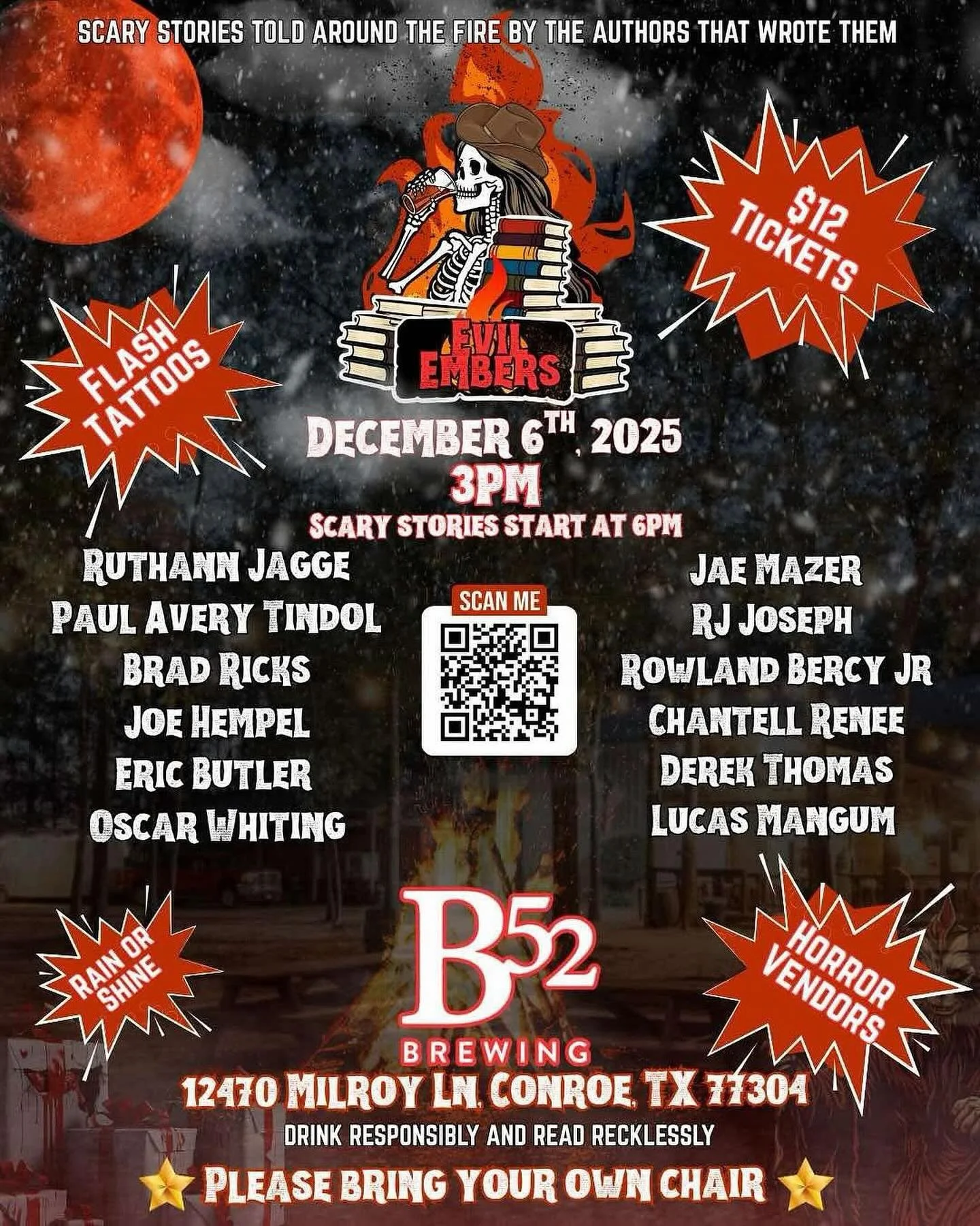 It's hot and humid here in Texas, but in Dec,the beer will be cold, the stories will be epic, and the company will be the BEST! Y'all come on down! @evilembersevents @b52brewing