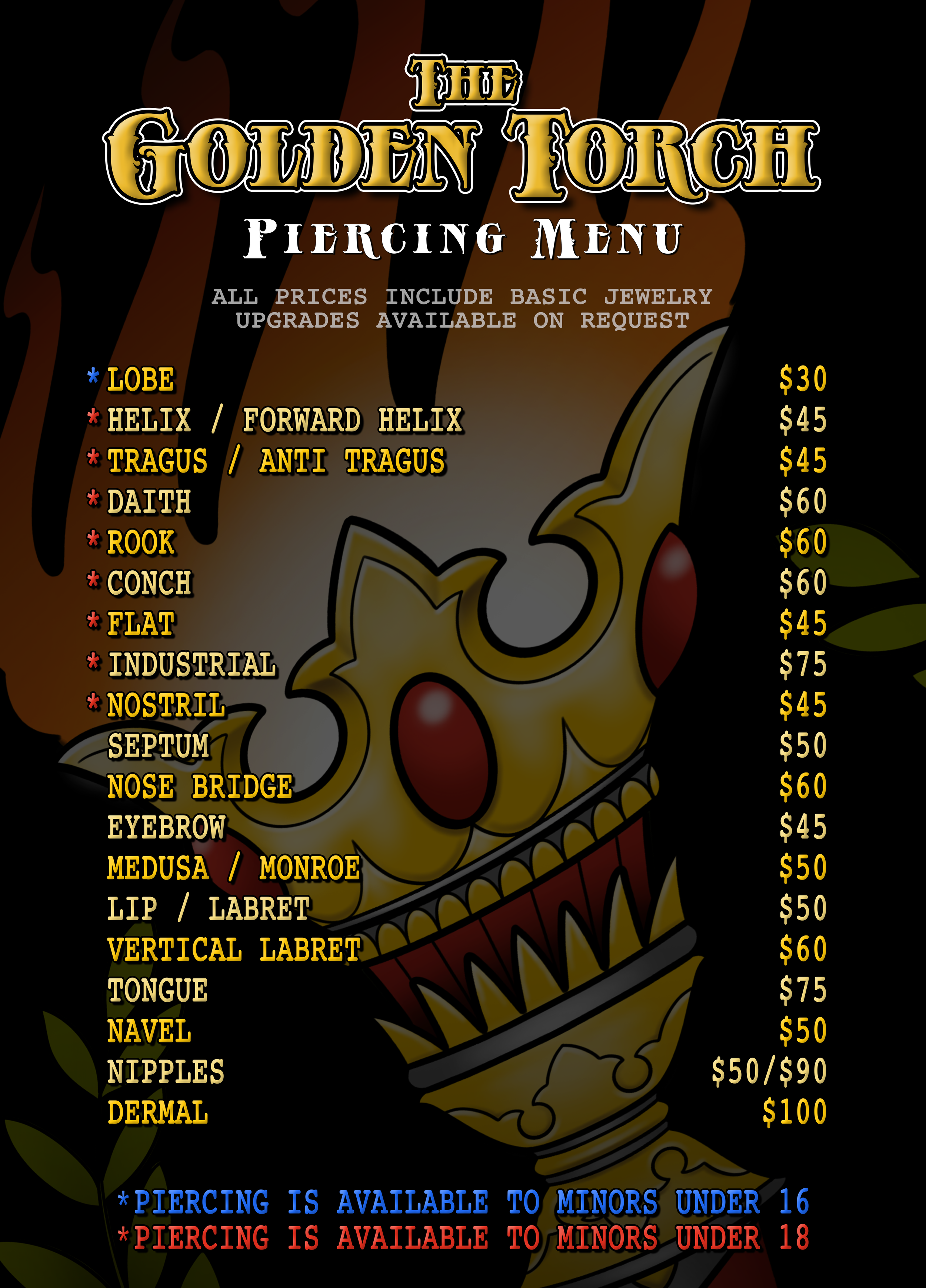 Piercing Prices The Golden Torch