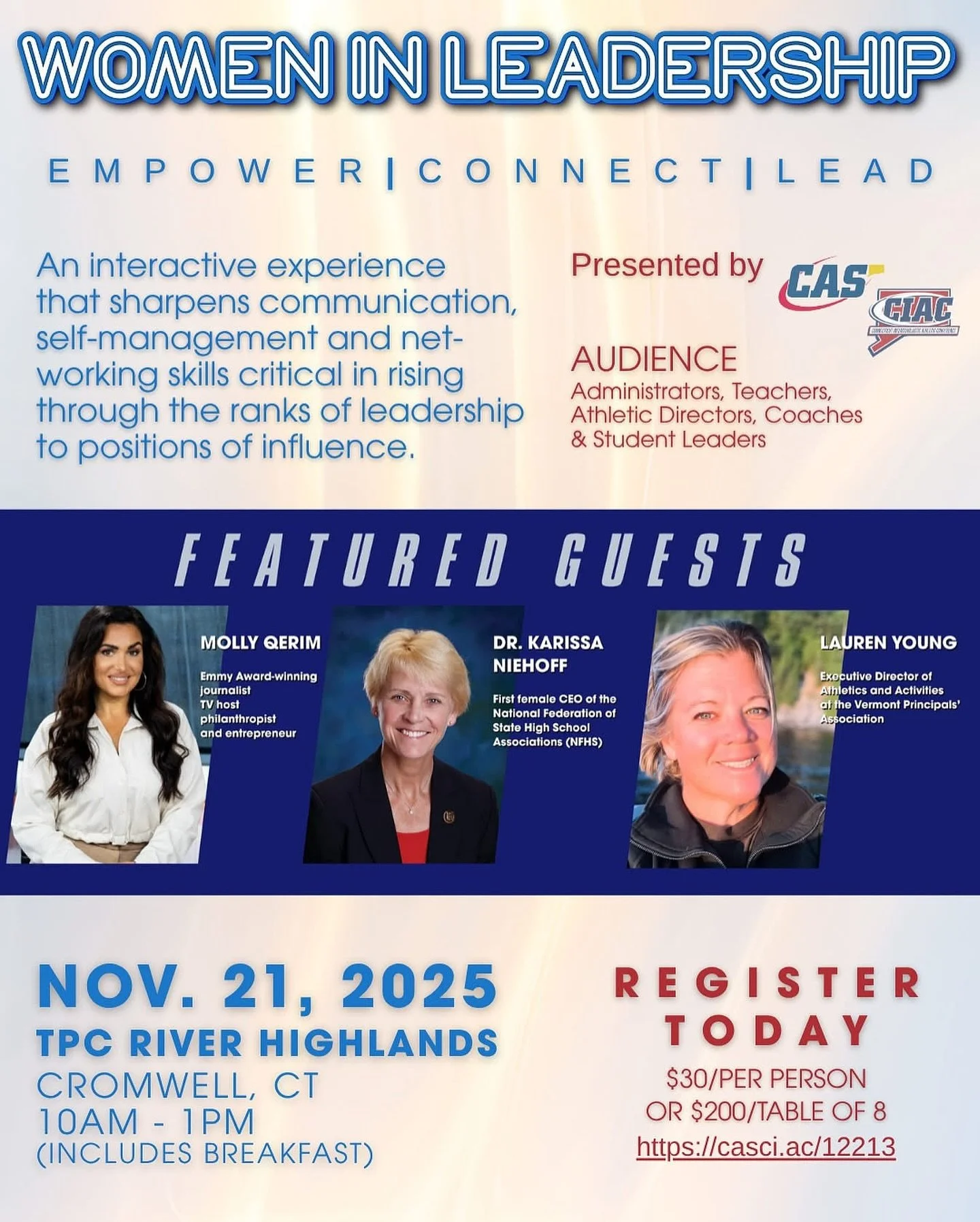 Excited to join this incredible lineup at the Women in Leadership event on November 21 in Cromwell, CT!
An interactive experience designed to sharpen communication, self-management, and networking skills — all essential tools for those rising