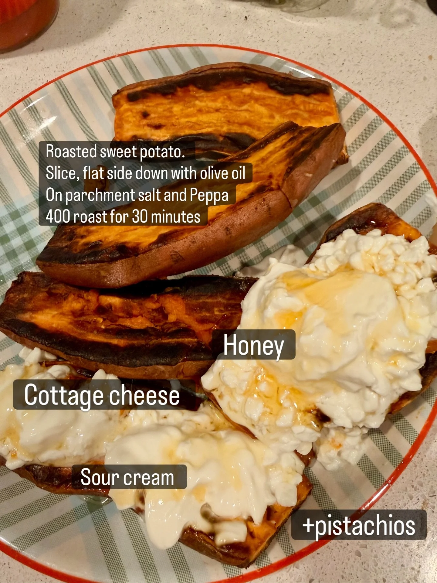 These sweet potatoes have changed my life. That&rsquo;s really dramatic but I like them a lot and they&rsquo;re so easy. Slice the dang potato, poke holes in the back. Olive oil on parchment paper. Roast 400 for 30minutes. I had ground turkey or cott