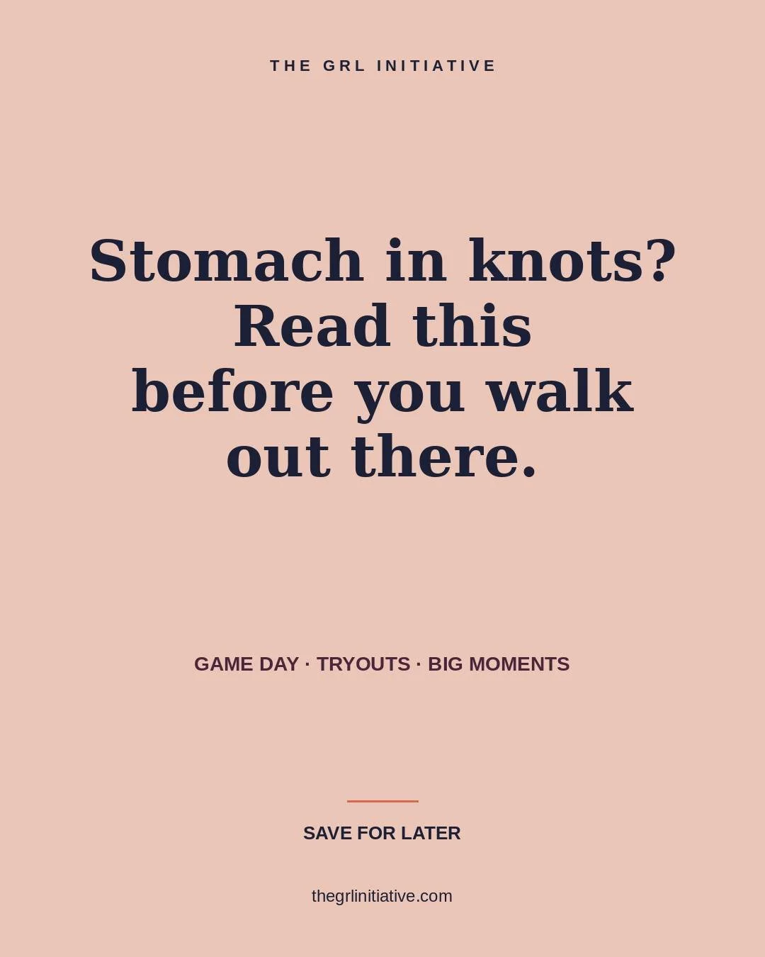 Game day. Tryouts. Audition. First day. Big presentation.

Your body doesn't know the difference &mdash; same butterflies, same adrenaline. So the same toolkit works.

🔥 REFRAME: Nerves aren't fear. They're your body saying *this matters.*
🔥 ANCHOR