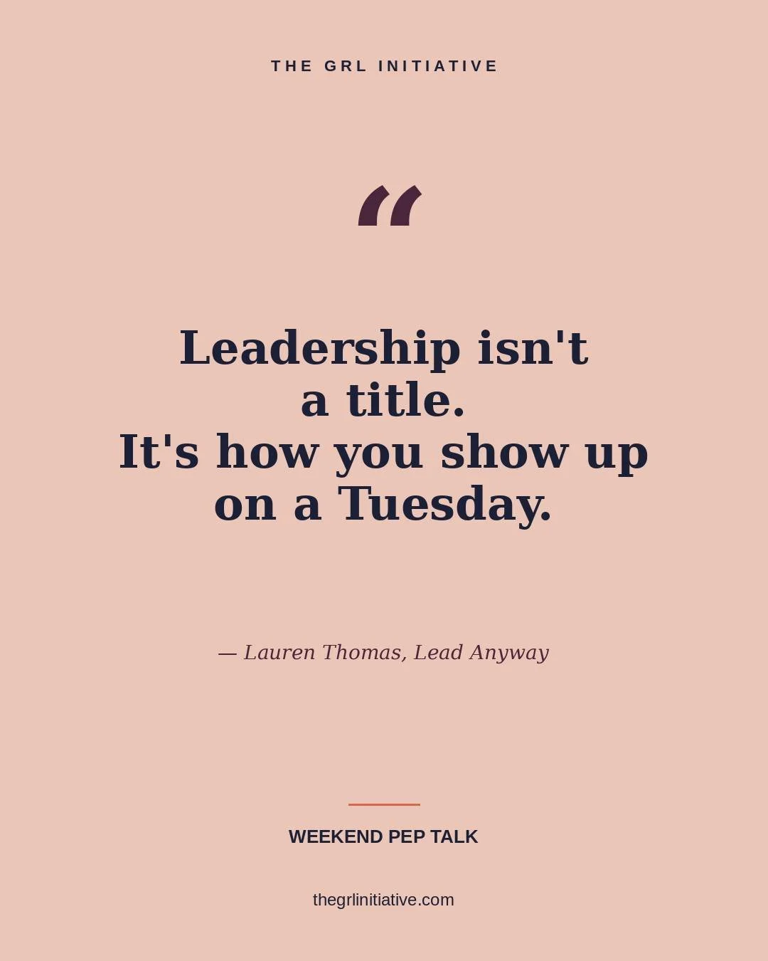 The captain stuff is easy on the highlight reel.

Real leadership is the Tuesday after a hard loss. The Wednesday when your kid won't nap. The Thursday when you're not in charge of anything and you choose to be kind anyway.

If you've shown up this w