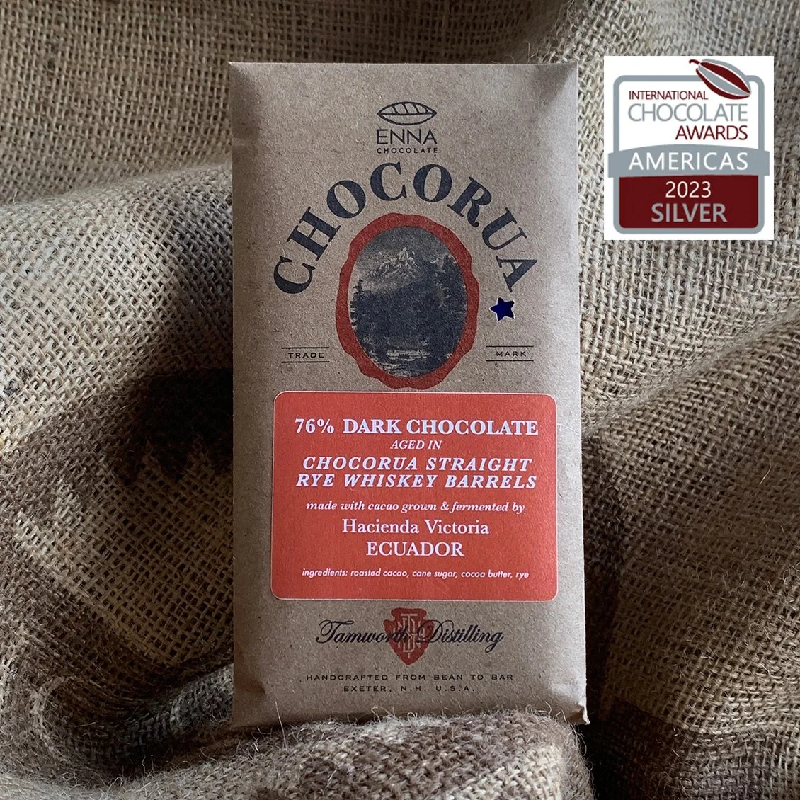 Chocorua Rye Whiskey Barrel Aged Dark Chocolate