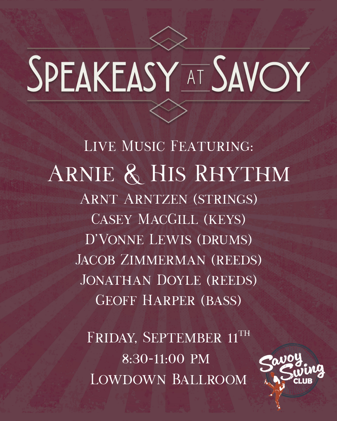 Speakeasy at Savoy: Arnie &amp; His Rhythm