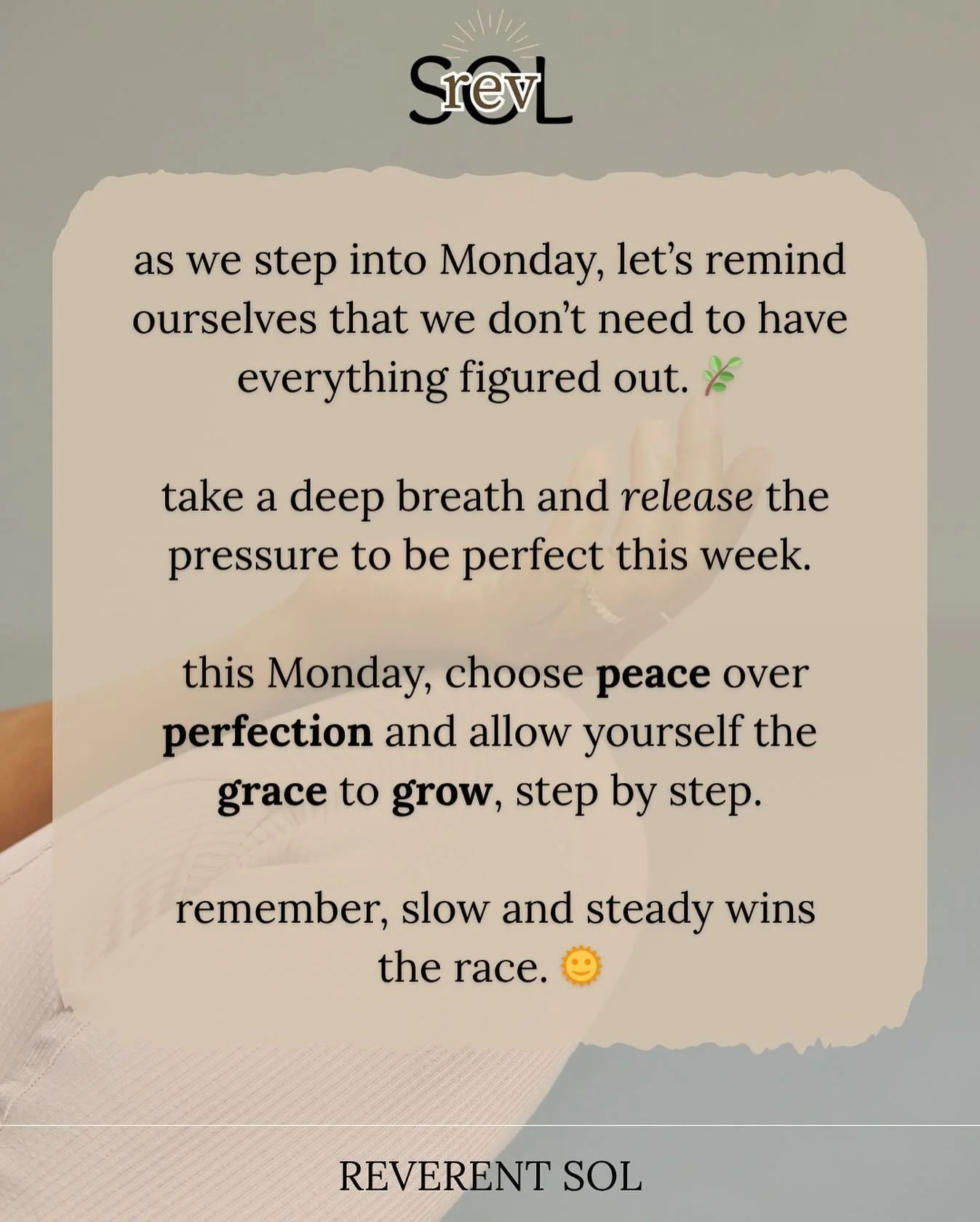 Monday is a fresh start🌞 today, give yourself permission to slow down and just be. no need to have everything figured out. just breathe, let go, and trust the process.🪷

#reverentsol #mindfulmonday