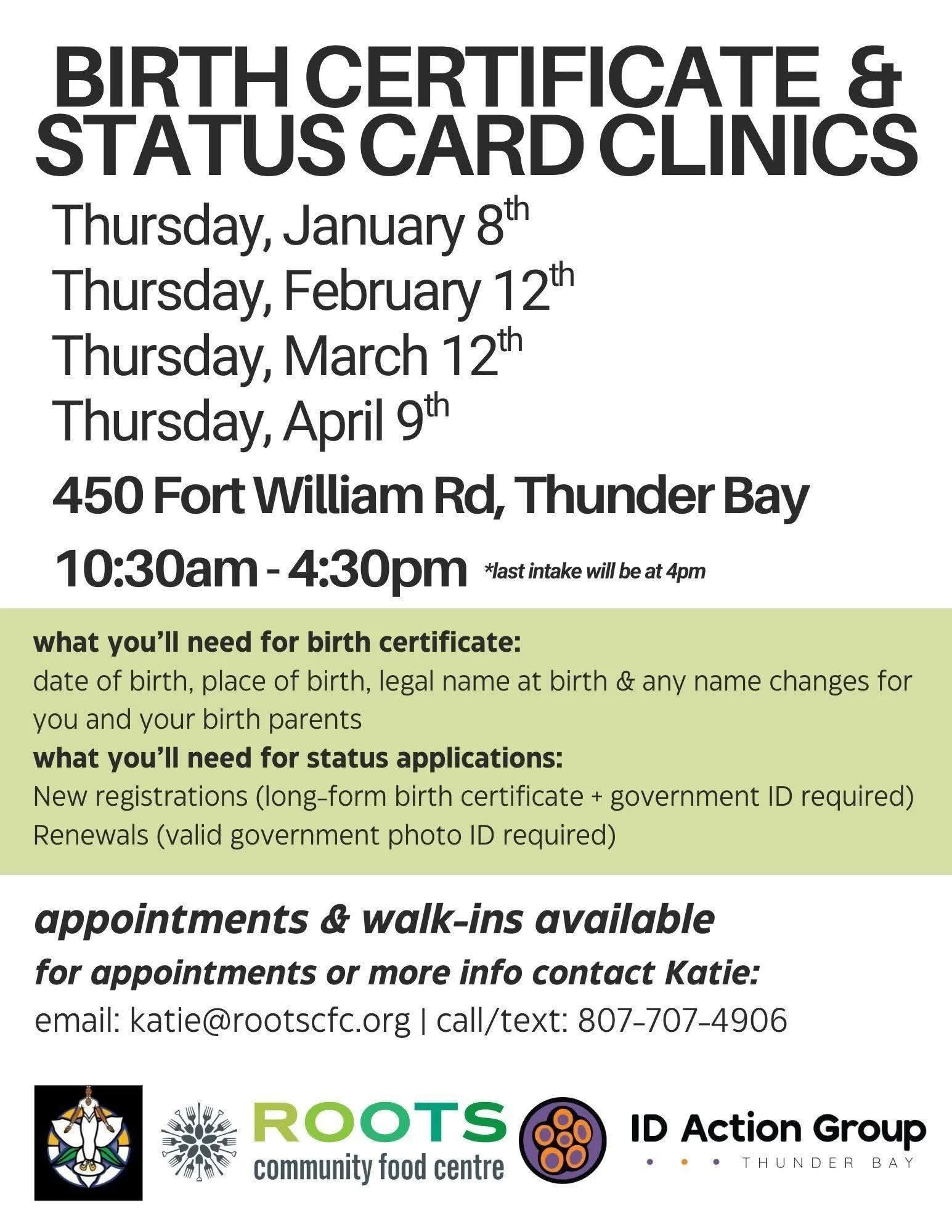 Birth Certificate &amp; Indian Status Clinic