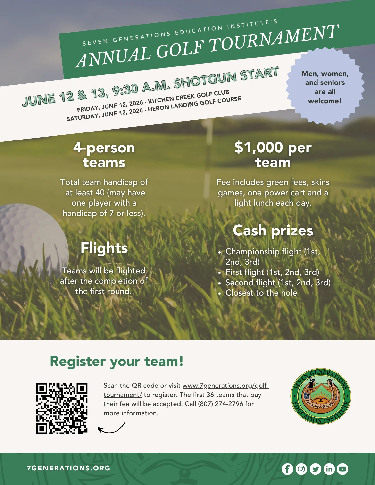 Seven Generations Education Institute Annual Golf Tournament