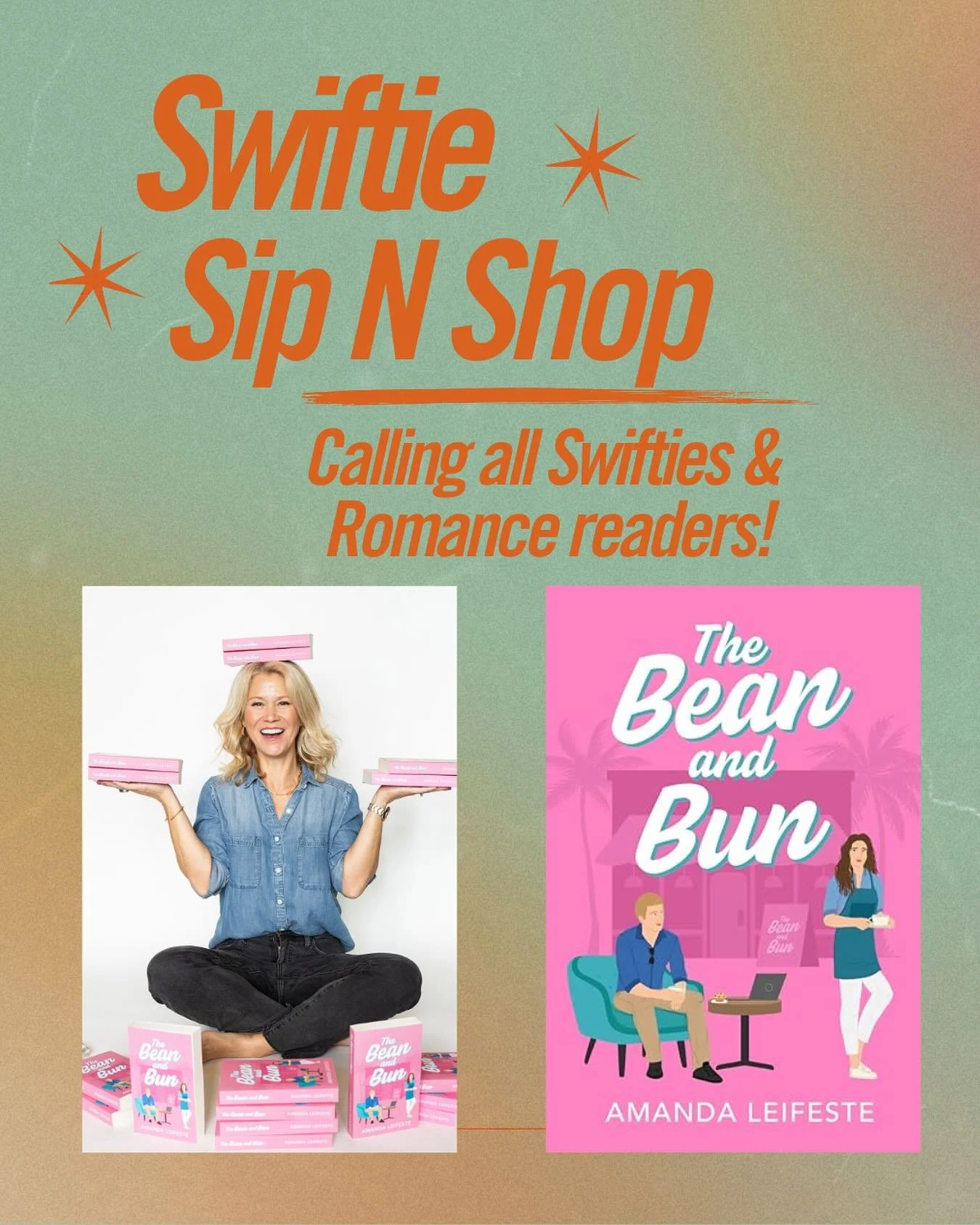 ✨This Friday at our Swiftie Sip &amp; Shop, we&rsquo;re bringing the romance vibes! ✨
-
Local author Amanda Leifeste, writer of The Bean and Bun, will be joining us with copies in hand, ready to sign! 📚💖
-
Because what better way to celebrate the q