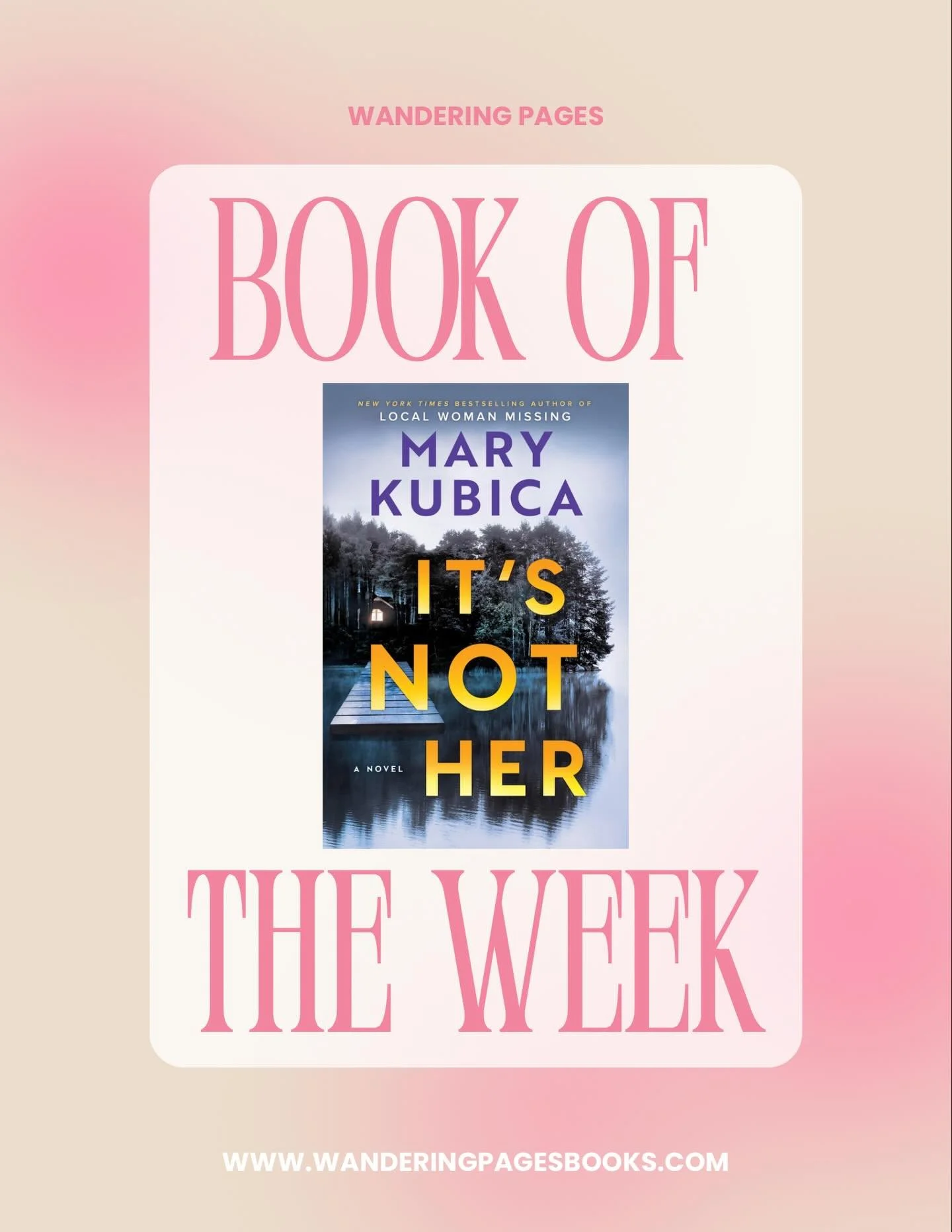 Book of the Week 📚✨
-
If you&rsquo;re looking for your next can&rsquo;t-put-it-down read, &lsquo;It&rsquo;s Not Her&rsquo; by Mary Kubica is it 👀
-
This one hooks you from the very first page and doesn&rsquo;t let go&hellip; with twists that will h