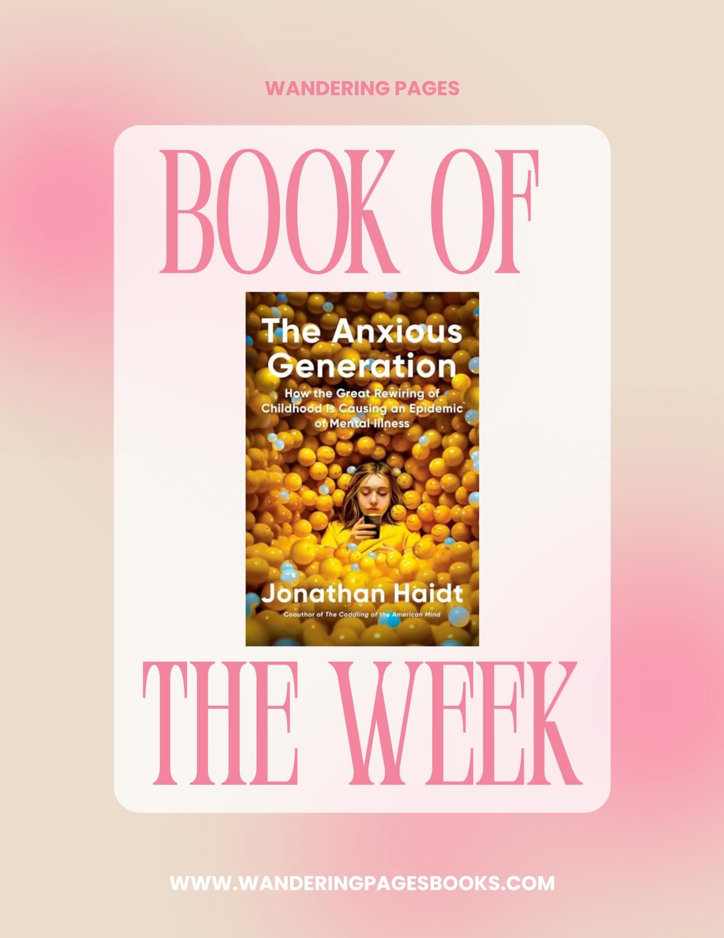 Book of the Week 📚✨
-
The Anxious Generation by Jonathan Haidt is one of those must-read books that sticks with you long after the last page. It&rsquo;s eye-opening, conversation-starting, and honestly&hellip; a little bit life-changing.
-
This one 