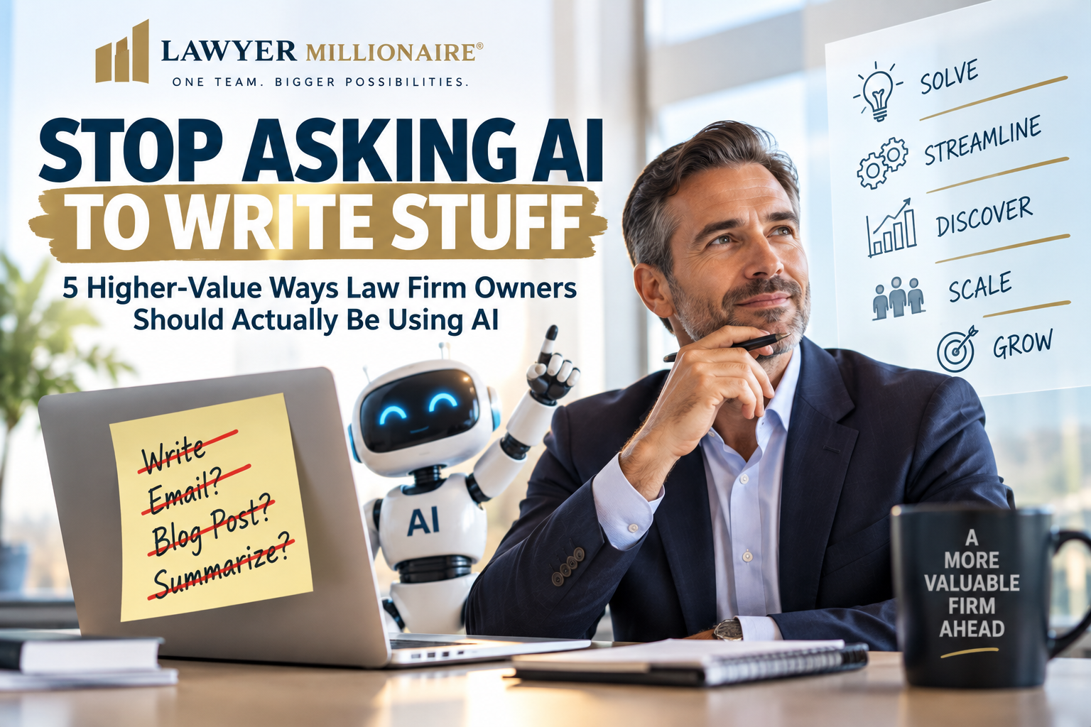 STOP ASKING AI TO WRITE STUFF:     5 Higher-Value Ways Law Firms Should Actually Be Using AI