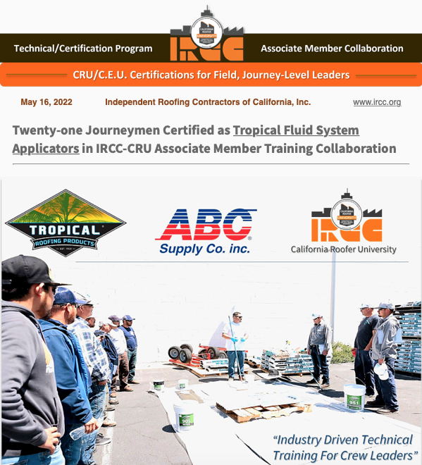 TWENTY-ONE JOURNEYMEN CERTIFIED AS TROPICAL FLUID SYSTEM APPLICATORS