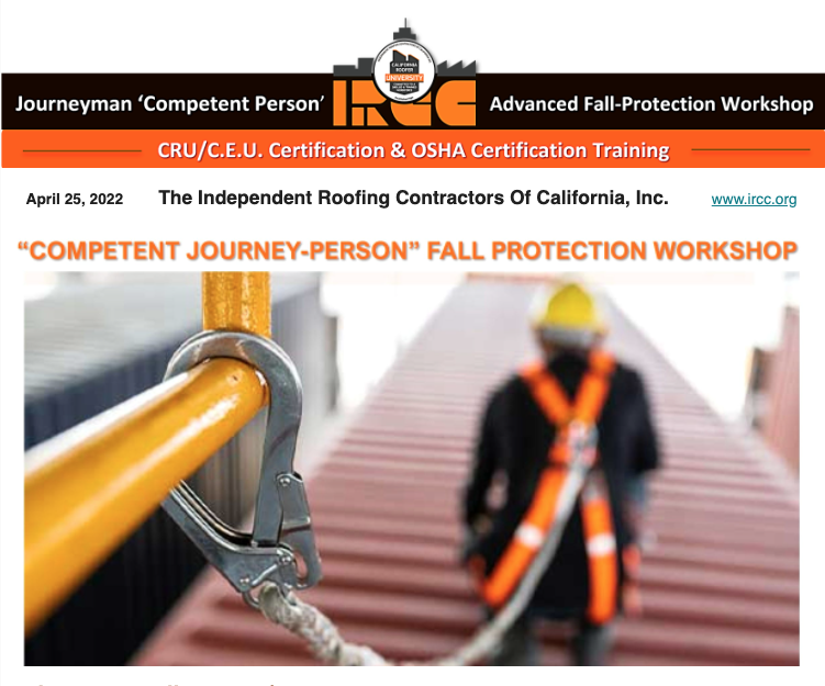 REGISTER FOR COMPETENT JOURNEY-PERSON FALL PROTECTION WORKSHOP