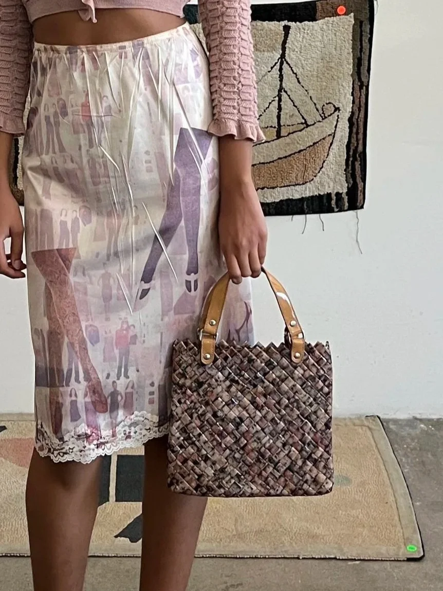 Vintage Woven "Faces" Purse