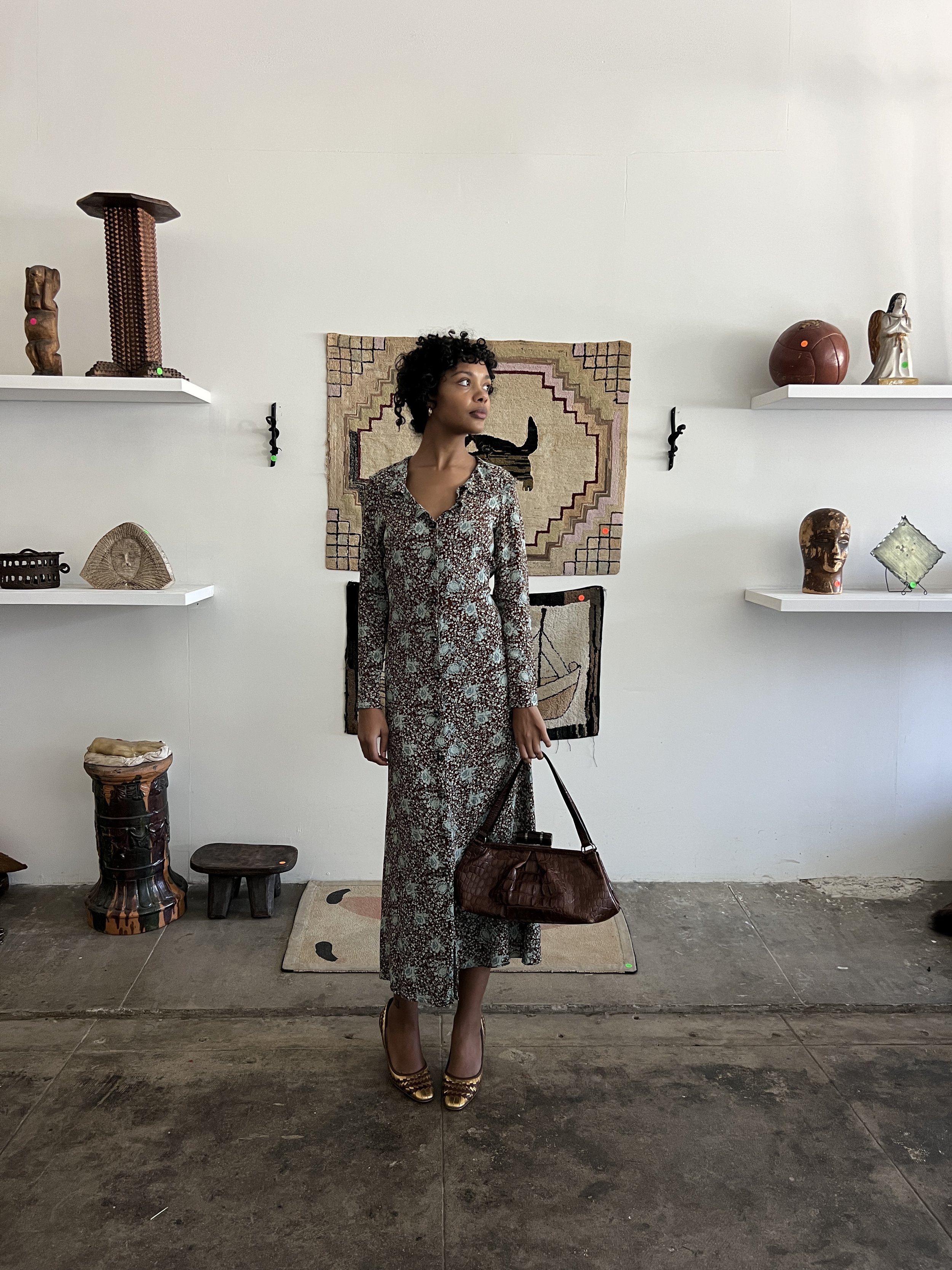 1990's Floral Rayon Dress