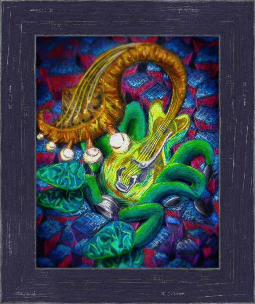 Scorpuitar, 8x10, Smooth Matte Distressed Navy Frame