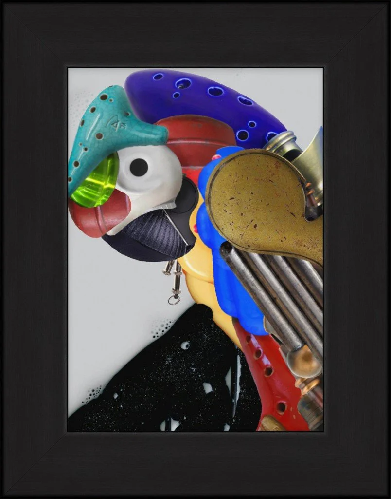 Warbling Fowl, 5x7, Gallery Slim Black Frame