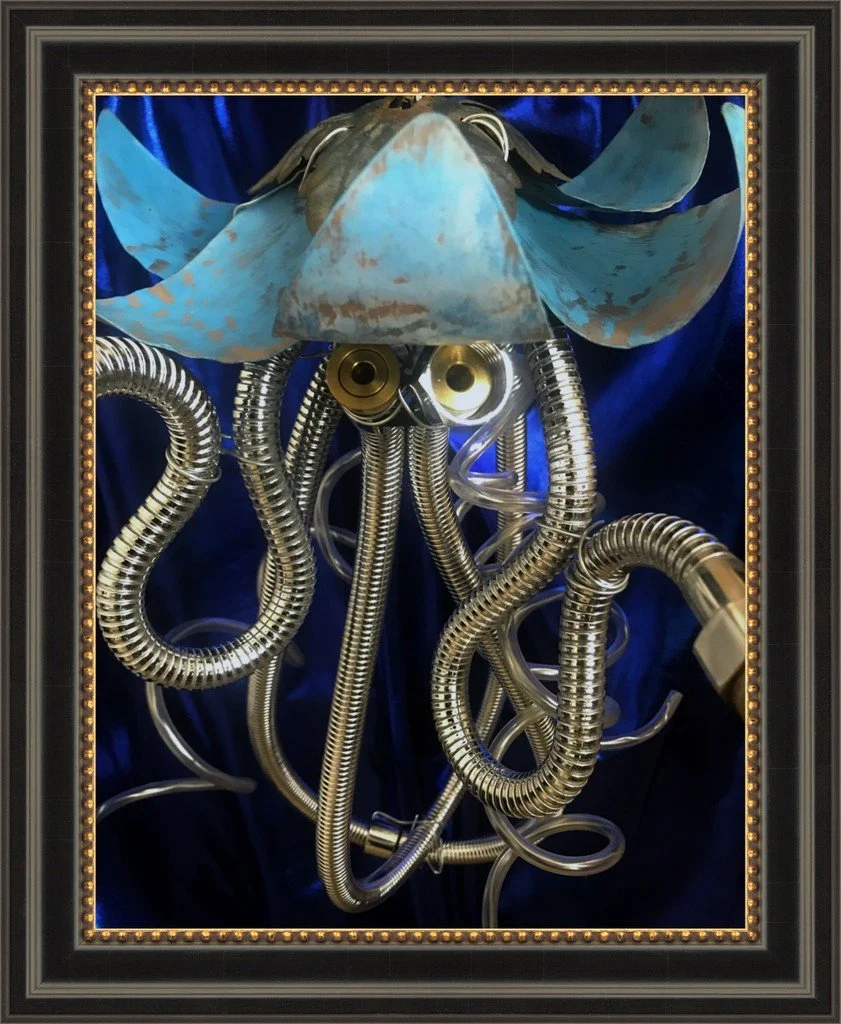 OctoPipes, 16x20, Smooth Matte Hudson Black And Gold Frame