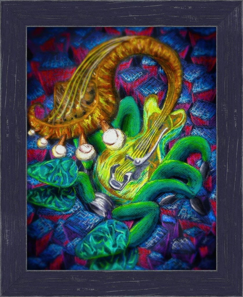 Scorpuitar, 11x14, Smooth Matte Distressed Navy Frame