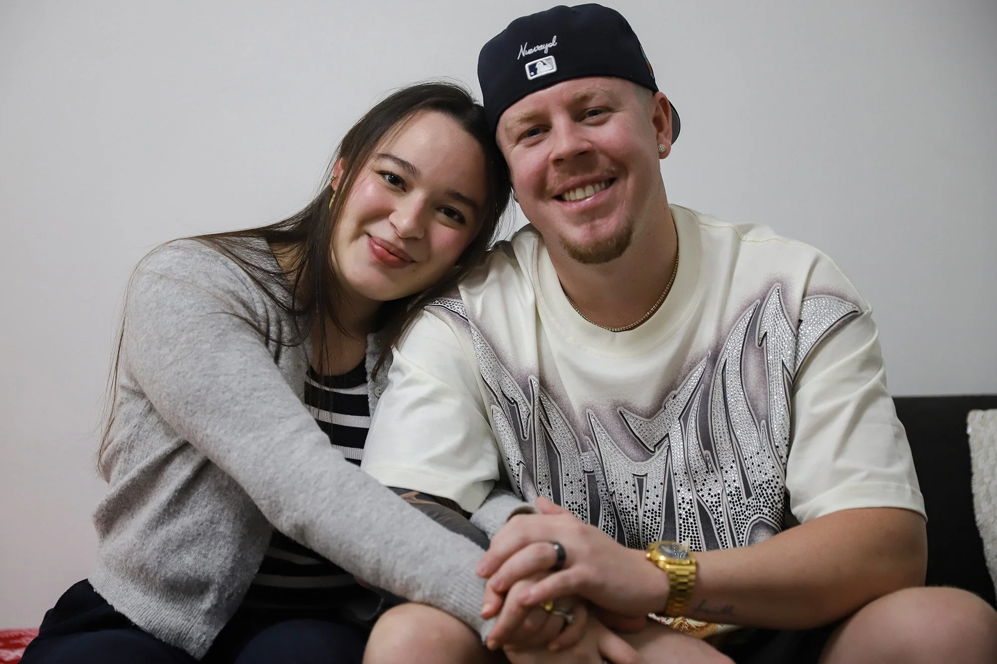 Camila Palacio and Brian Rosario have lived together in NYC since 2021, when Rosario left Puerto Rico to be with Palacio. (Photo by Sandra Sadek)