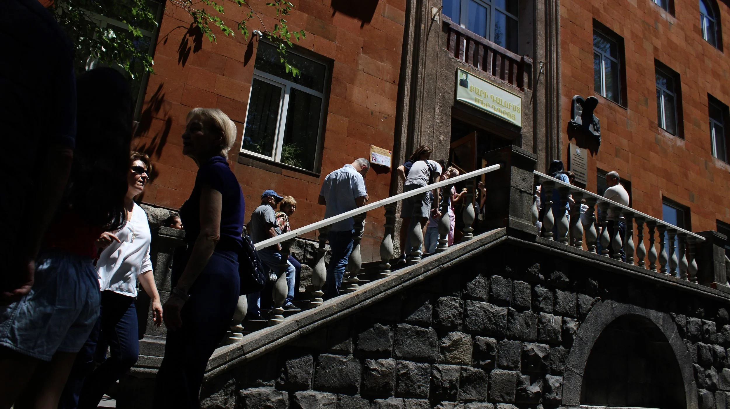 Voters line up to cast their ballot in central Yerevan, the capital city of Armenia, June 7, 2026. 