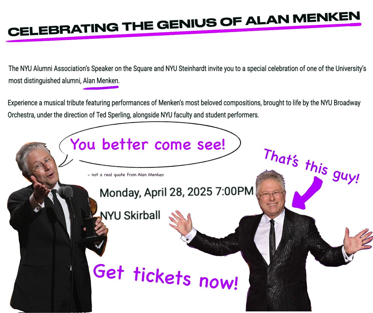 Wanna hear me to sing some incredible music with an incredible orchestra? Then come and see this wonderful concert! Tickets on sale in the link in my bio!

&ldquo;Totally Official Poster&rdquo; by me. Graphic design is my passion. So is singing Alan 