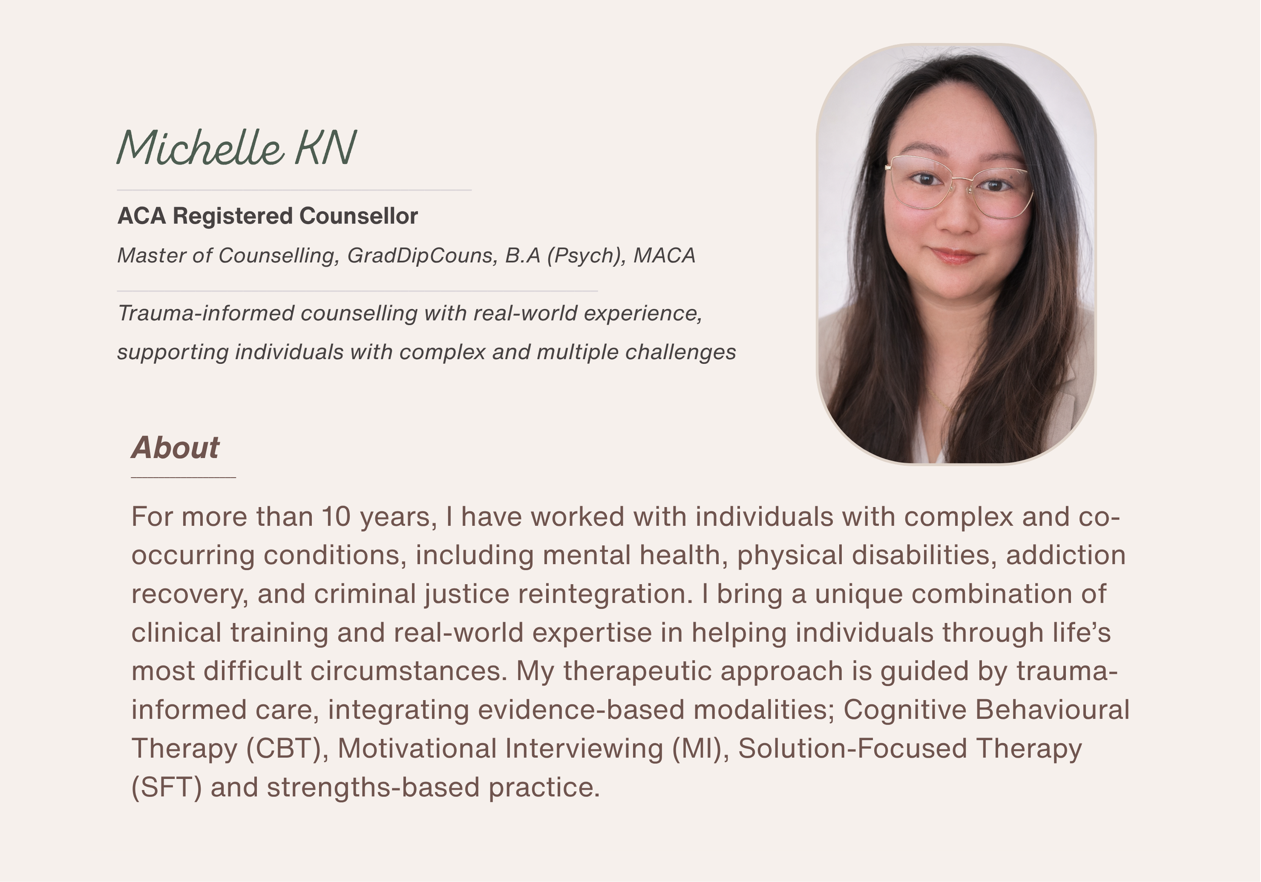 Michelle KN Counsellor Therapist