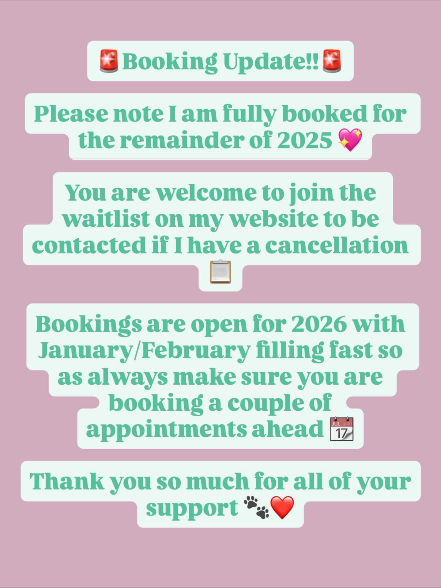 🚨Booking Update🚨