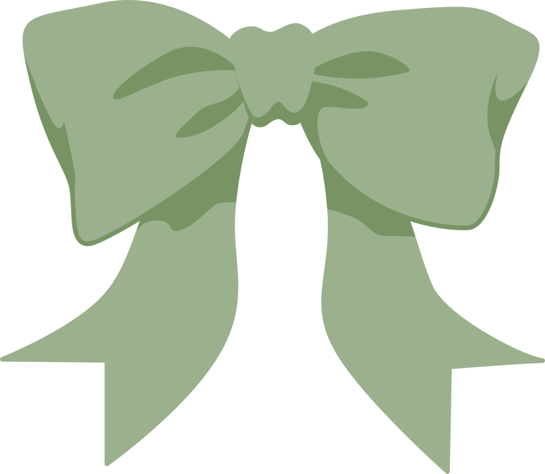 A green ribbon bow shaped like a butterfly.