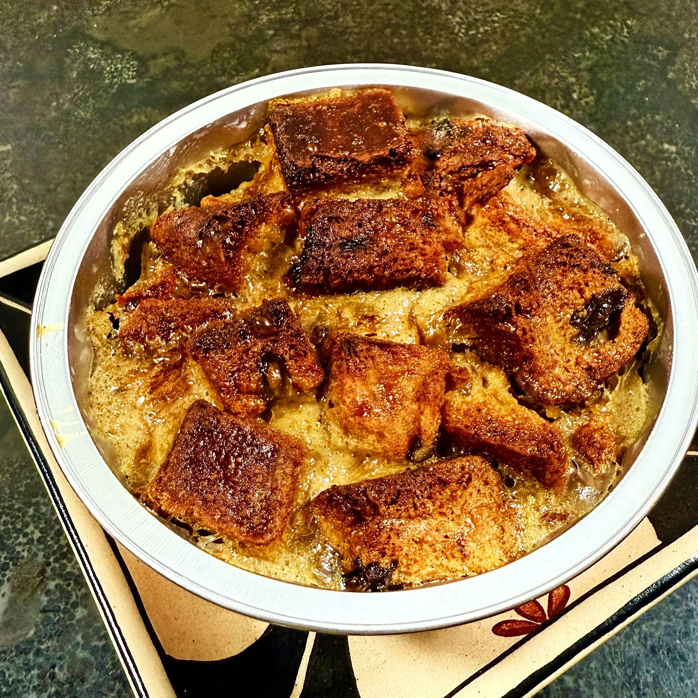 Raisin Bread Pudding with Salted Caramel