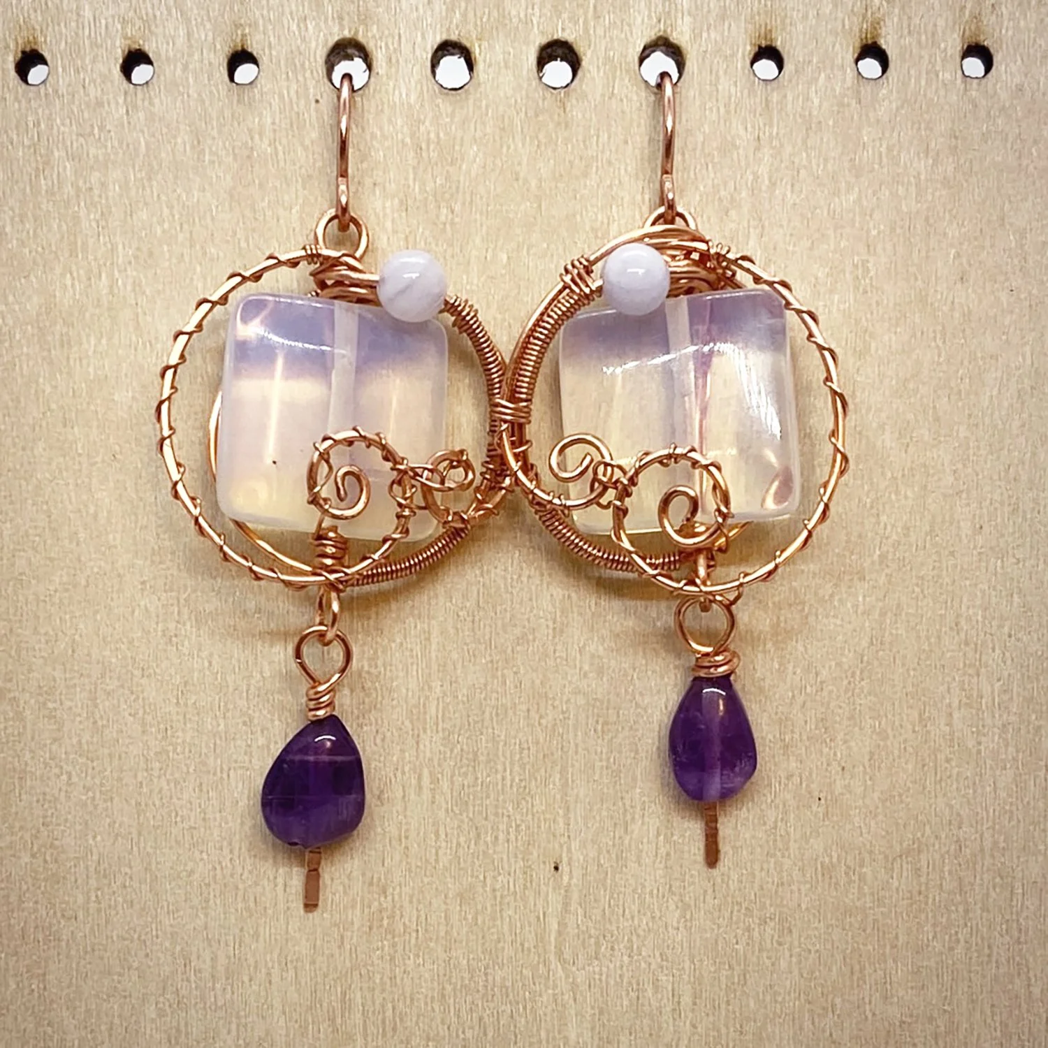 Opalite with Amethyst Earrings
