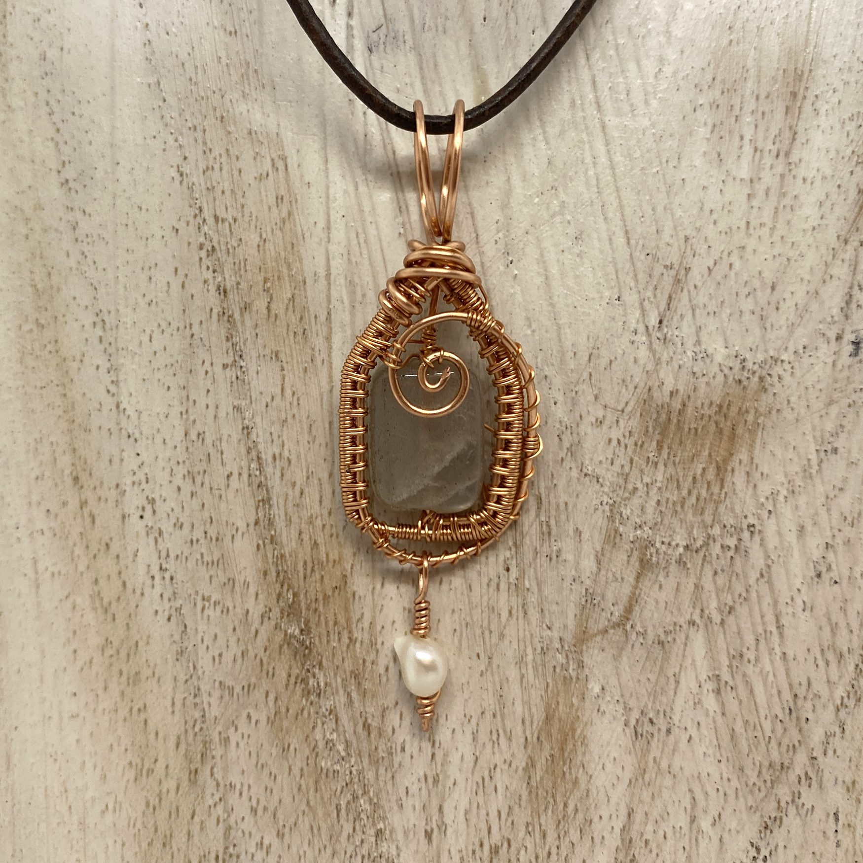 Black Moonstone with Fresh Water Pearl