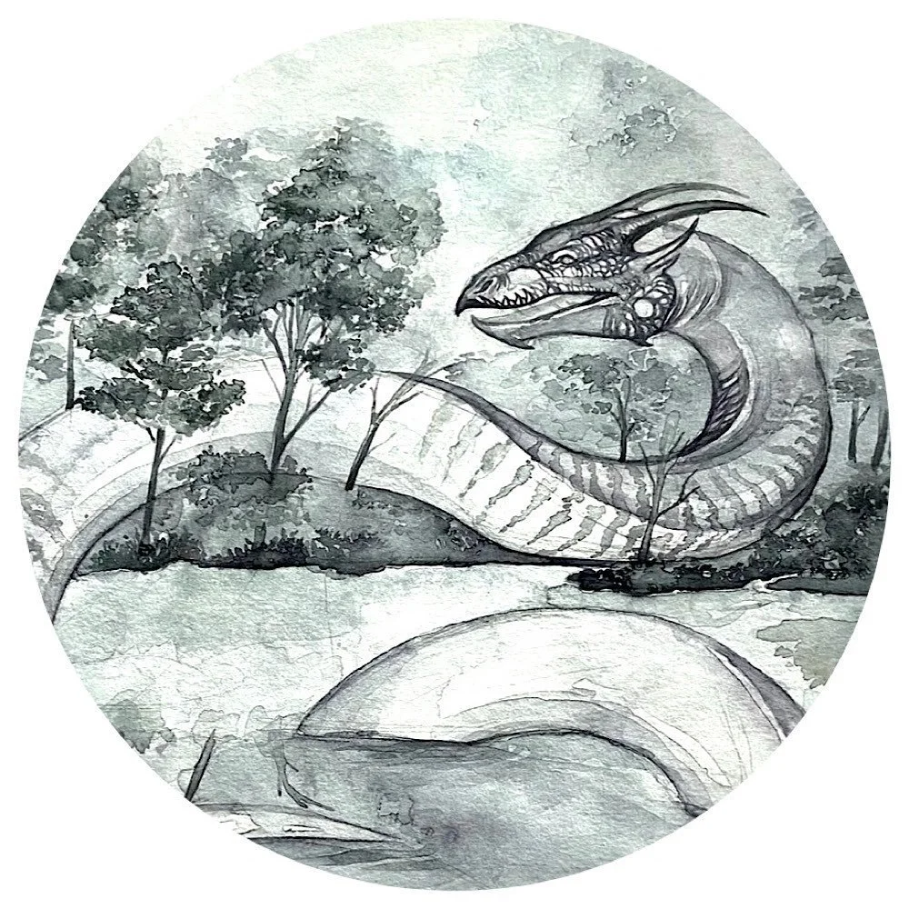 I might just have dragons on the brain after finishing that last piece, but I thought now would be a nice time to share an old unfinished piece from my sketch books. 

This water dragon still ranks in one of my top favorite dragon pieces even if I ne