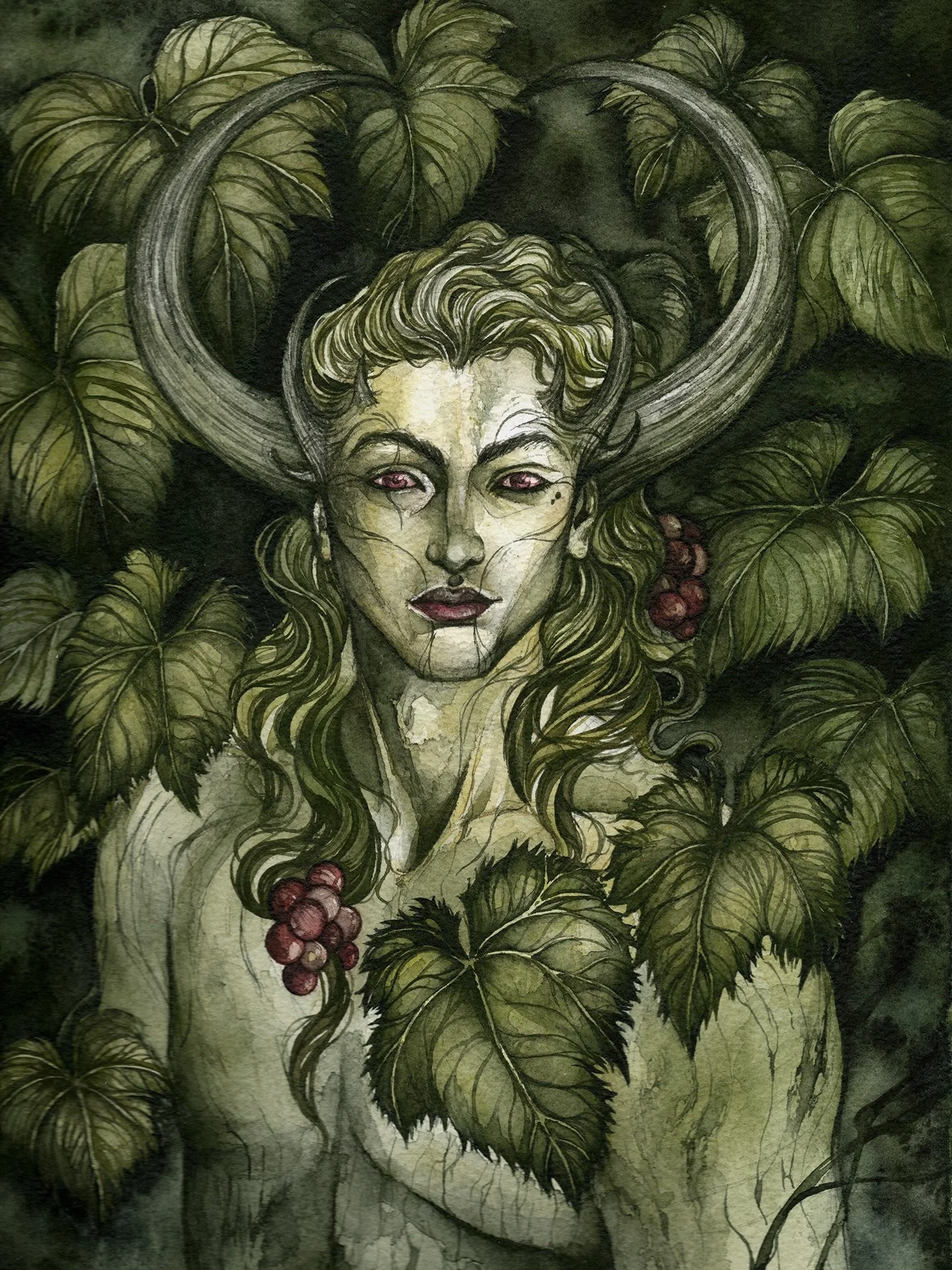 #dionysus ancient god of wine and rebirth has many tales that go back to ancient times. Thought to be the rightful heir of Zeus, he was torn apart at birth and put back together. A horned god of the earth, associated with bulls and grapes, Dionysus w