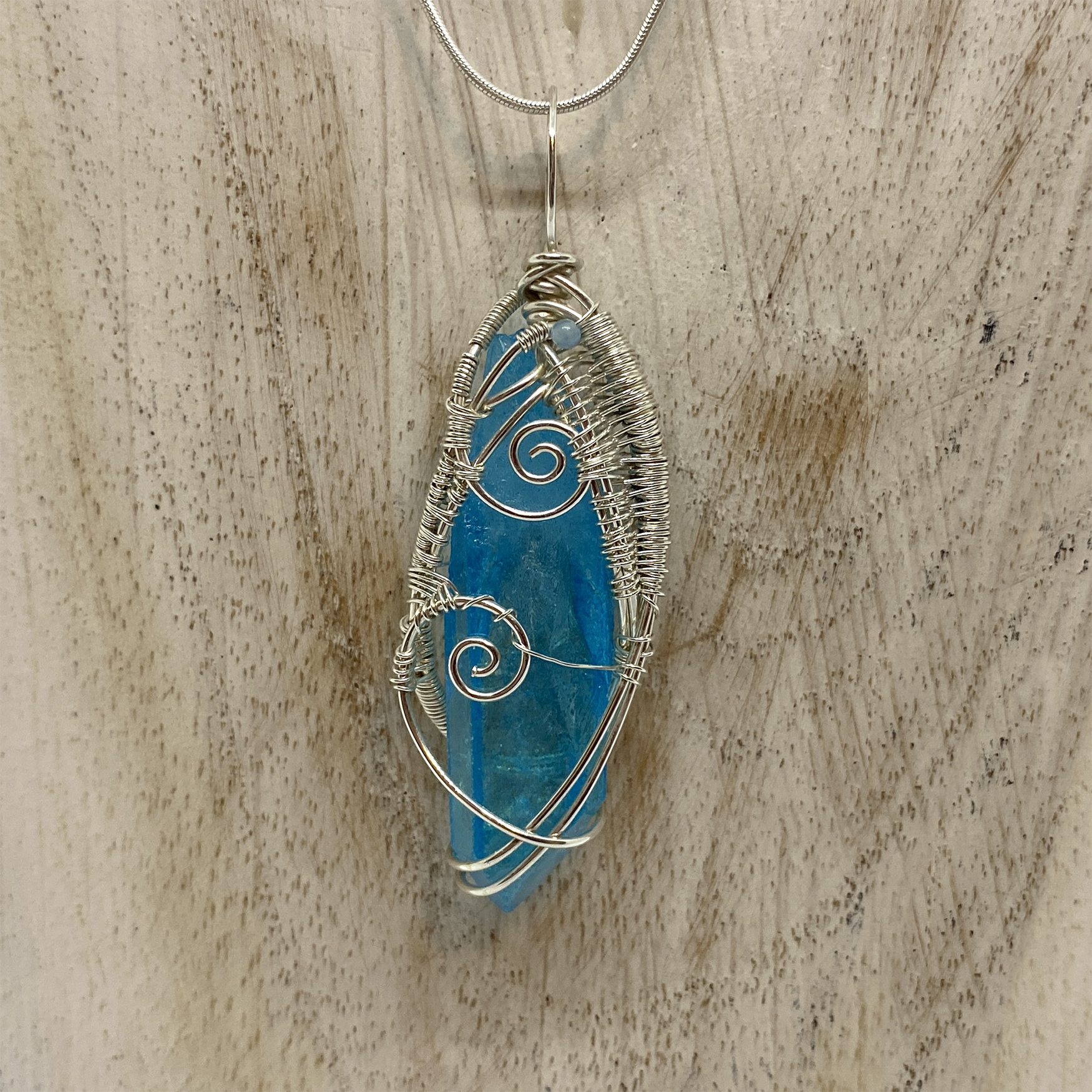 Aqua-Aura Quartz in Sterling