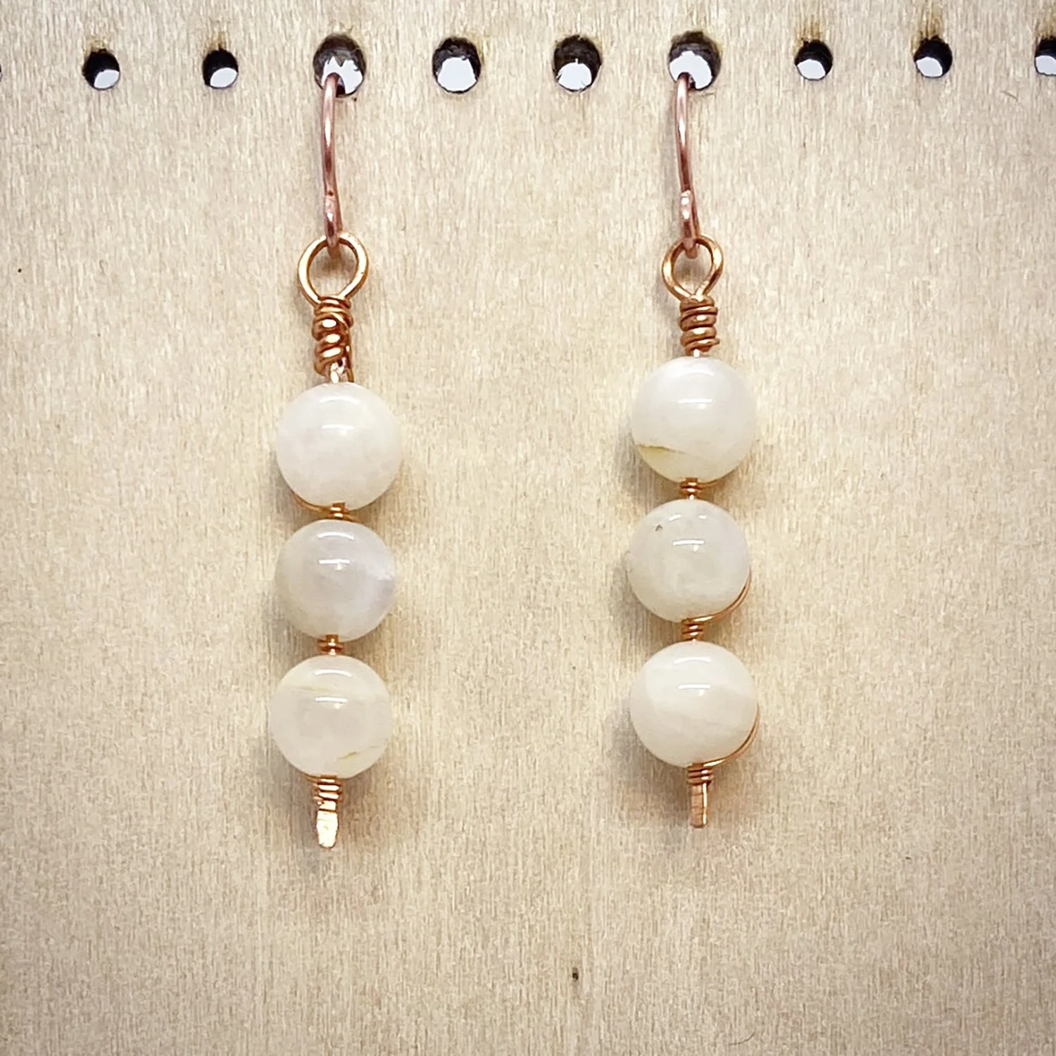 Triple Goddess White Moonstone Earrings
