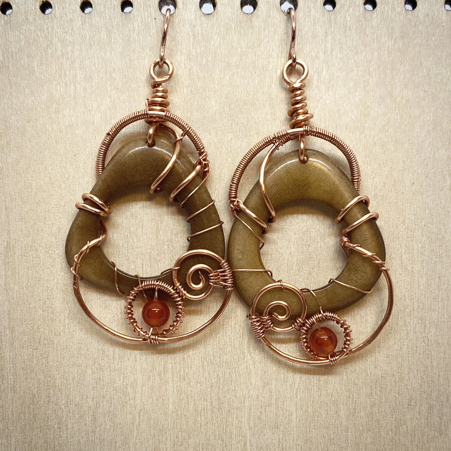 Tagua with Carnelian Earrings