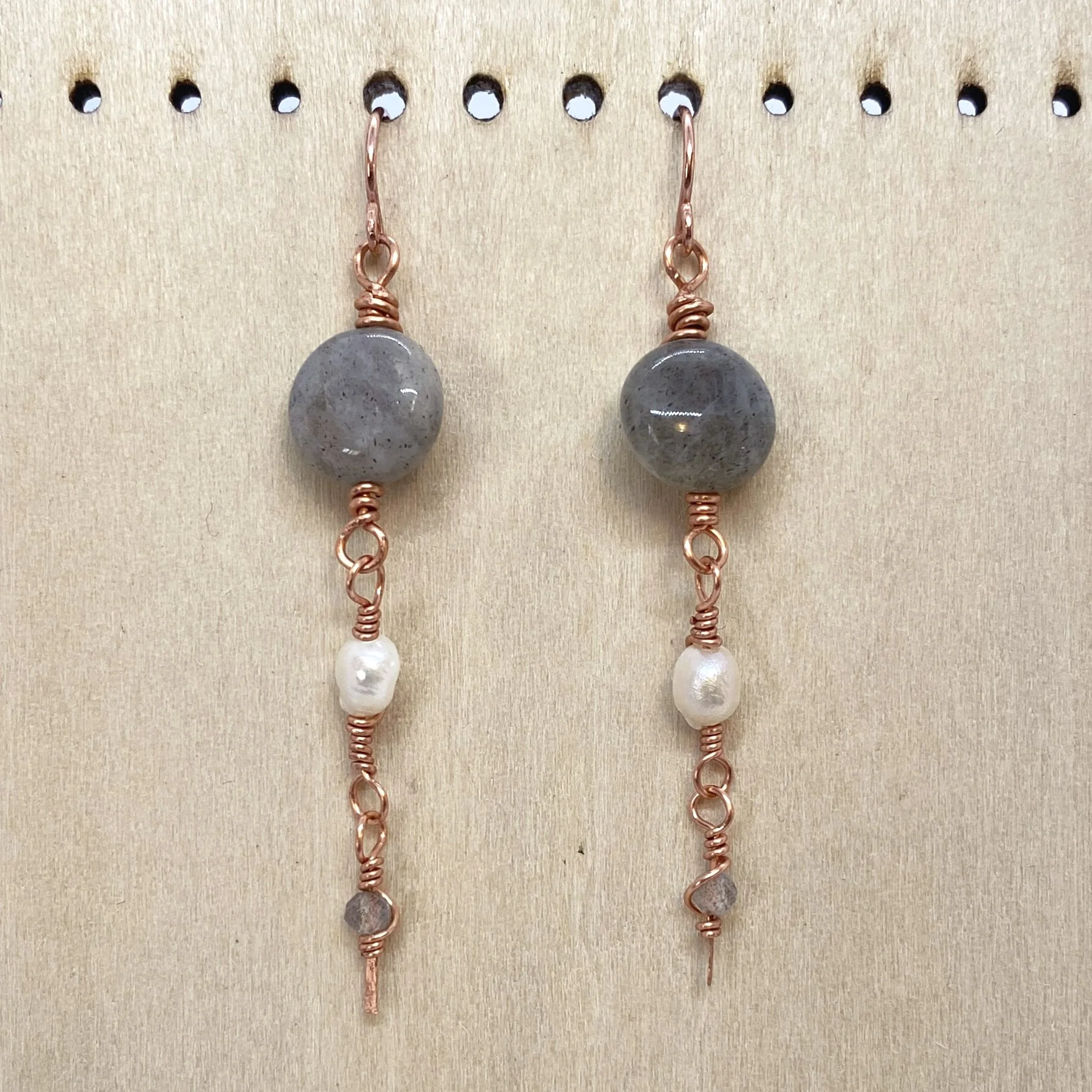 Labradorite with Fresh Water Pearl Earrings