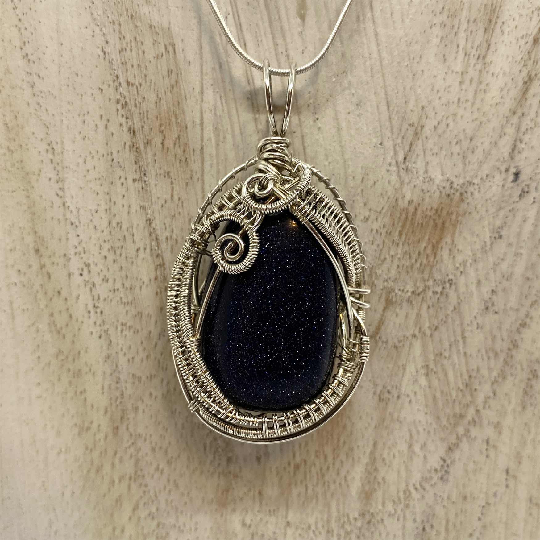 Blue Goldstone in Sterling