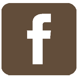 Facebook logo with a brown background and a black lowercase 'f'