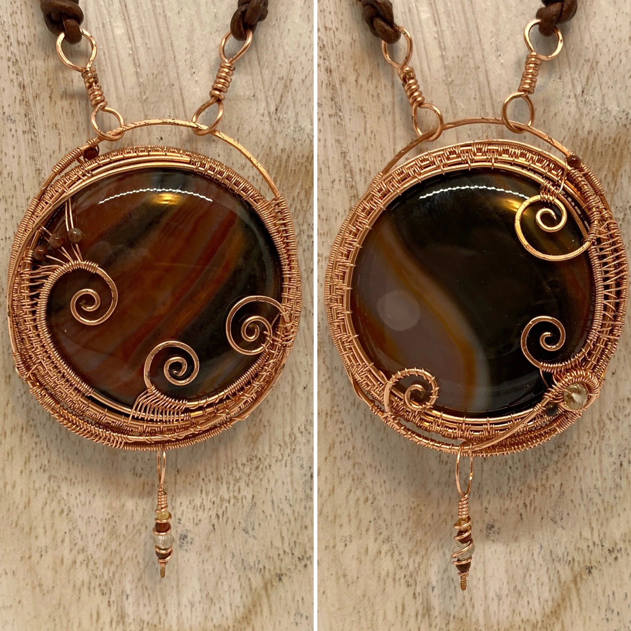 Double sided Agate Necklace in Copper
