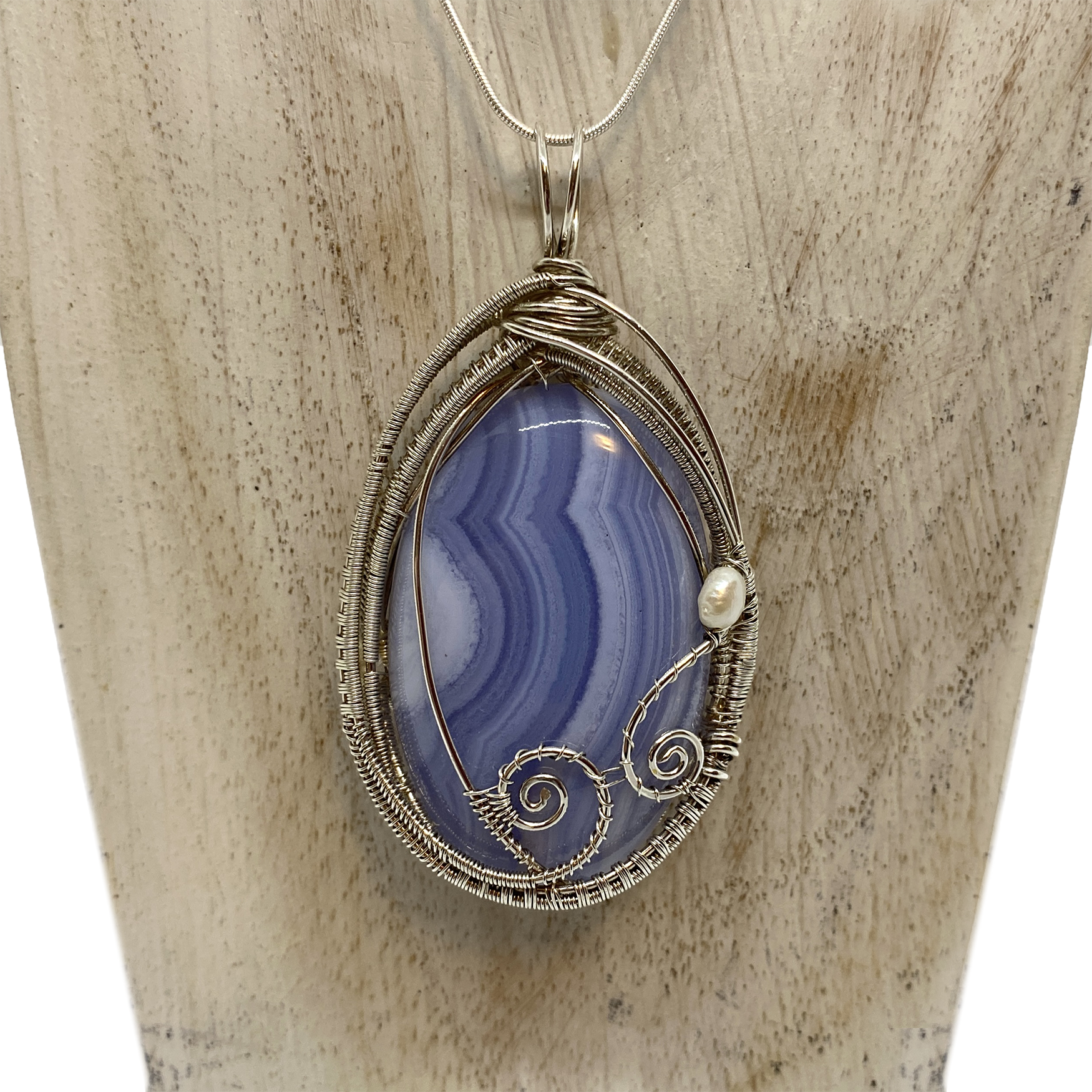Blue Lace Agate in Sterling
