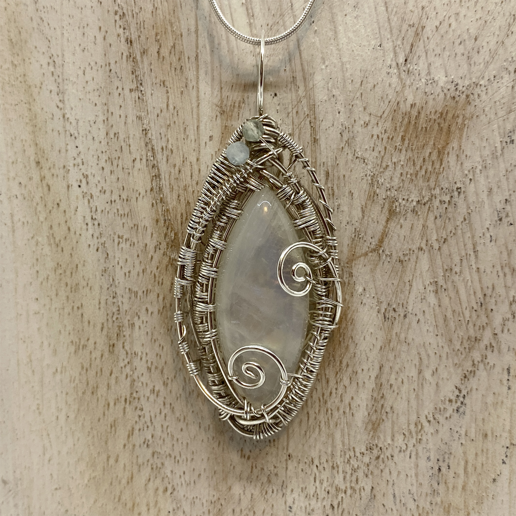 Rainbow Moonstone in Sterling
